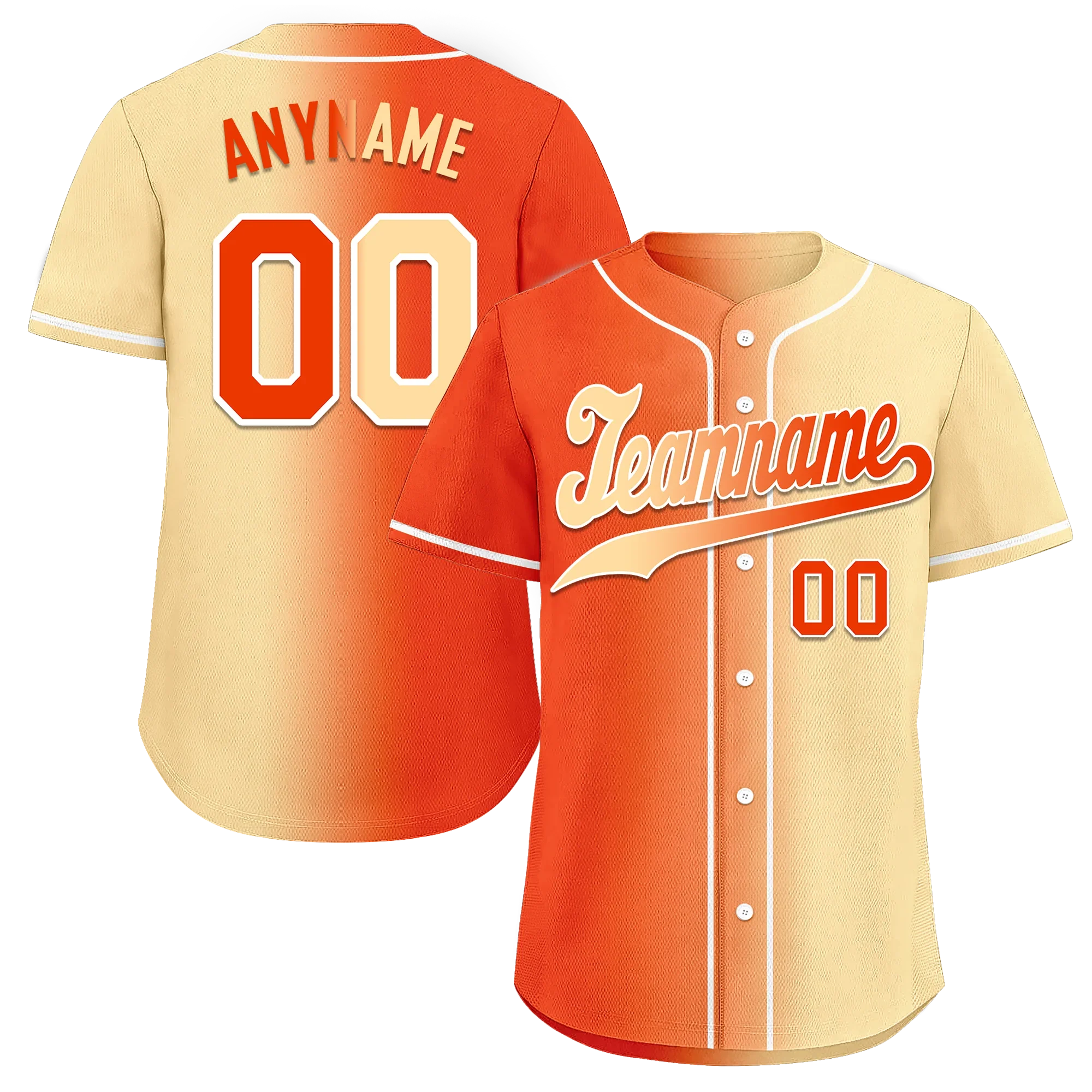 Custom Orange Beige Gradient Fashion Personalized Authentic Baseball Jersey BSBJ01-D0a707f - Coolcustomize