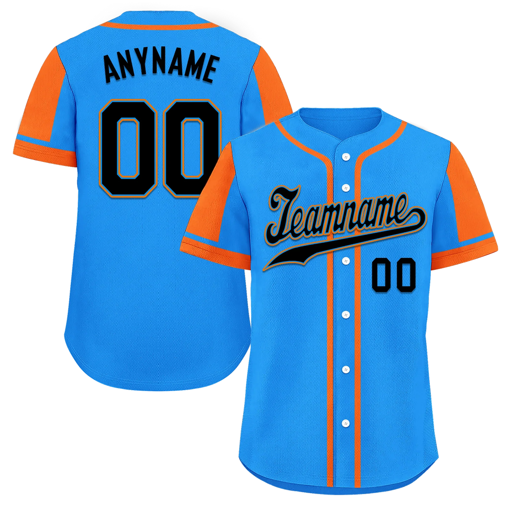 Custom Blue Orange Raglan Sleeves Personalized Authentic Baseball Jersey BSBJ01-D017210 - Coolcustomize