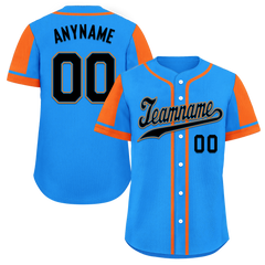 Custom Blue Orange Raglan Sleeves Personalized Authentic Baseball Jersey BSBJ01-D017210