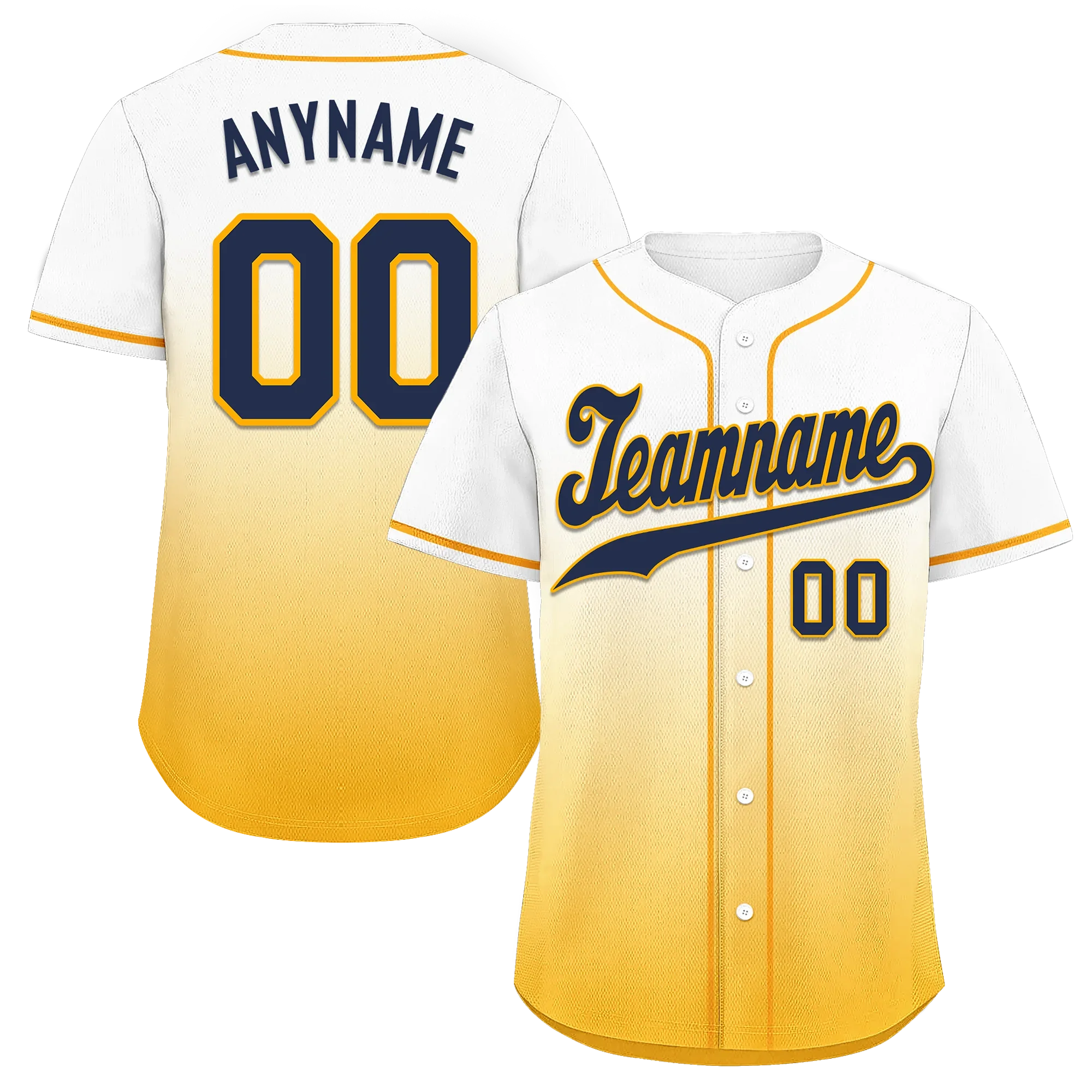Custom White Yellow Fade Fashion Personalized Authentic Baseball Jersey BSBJ01-D0a70dc - Coolcustomize