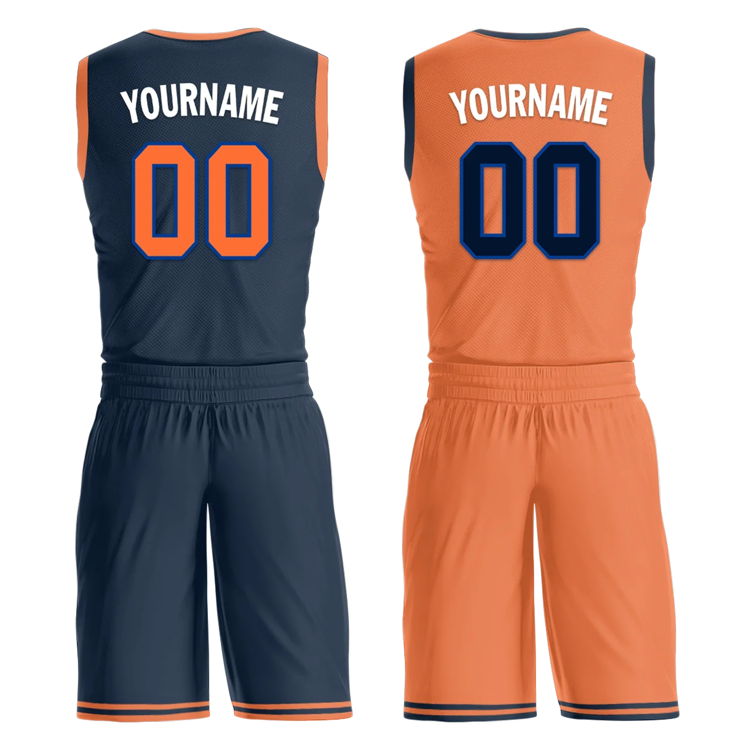 Custom Blue Orange Classic Style Reversible Basketball Uniform Personalized Ordinary BBJR-D017015 - Coolcustomize
