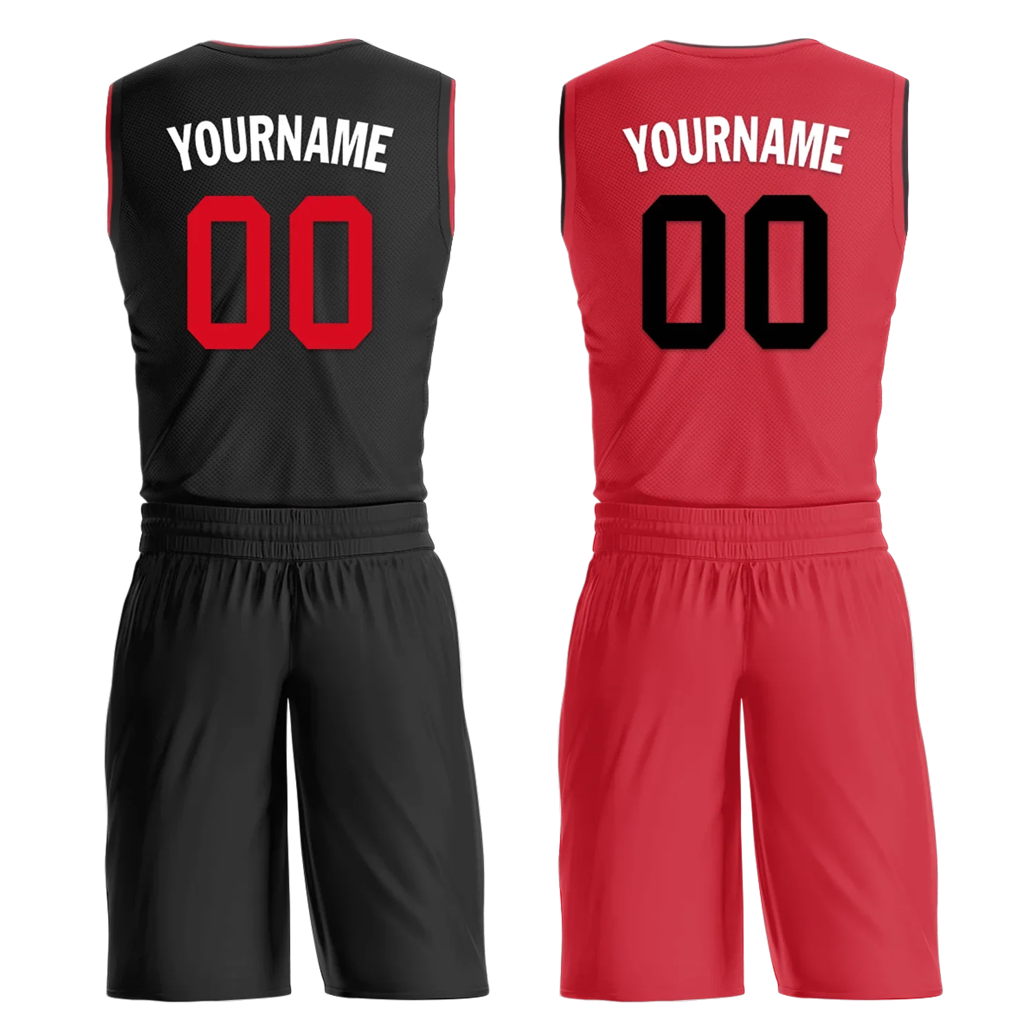 Custom Black Red Classic Style Reversible Basketball Uniform Personalized Ordinary BBJR-D017018 - Coolcustomize