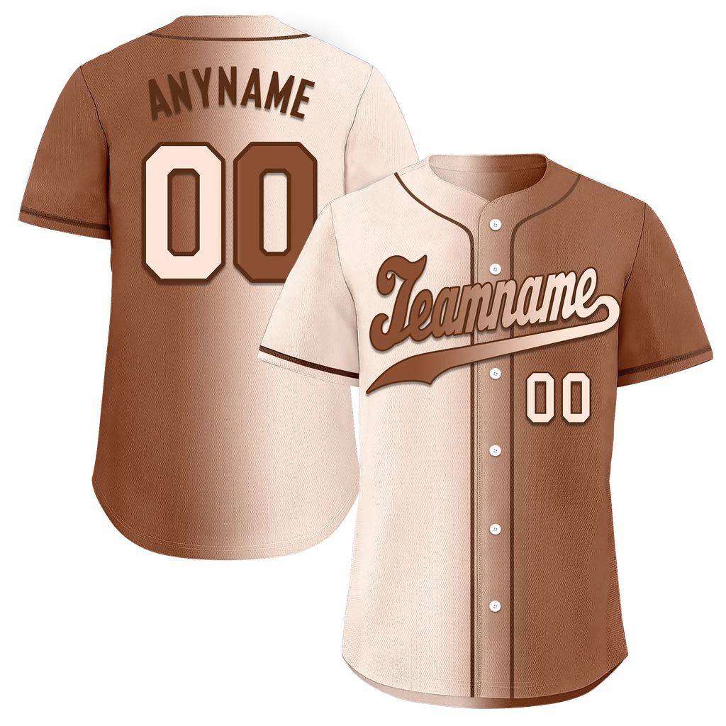 Custom Beige Brown Gradient Fashion Personalized Authentic Baseball Jersey BSBJ01-D0a708e - Coolcustomize