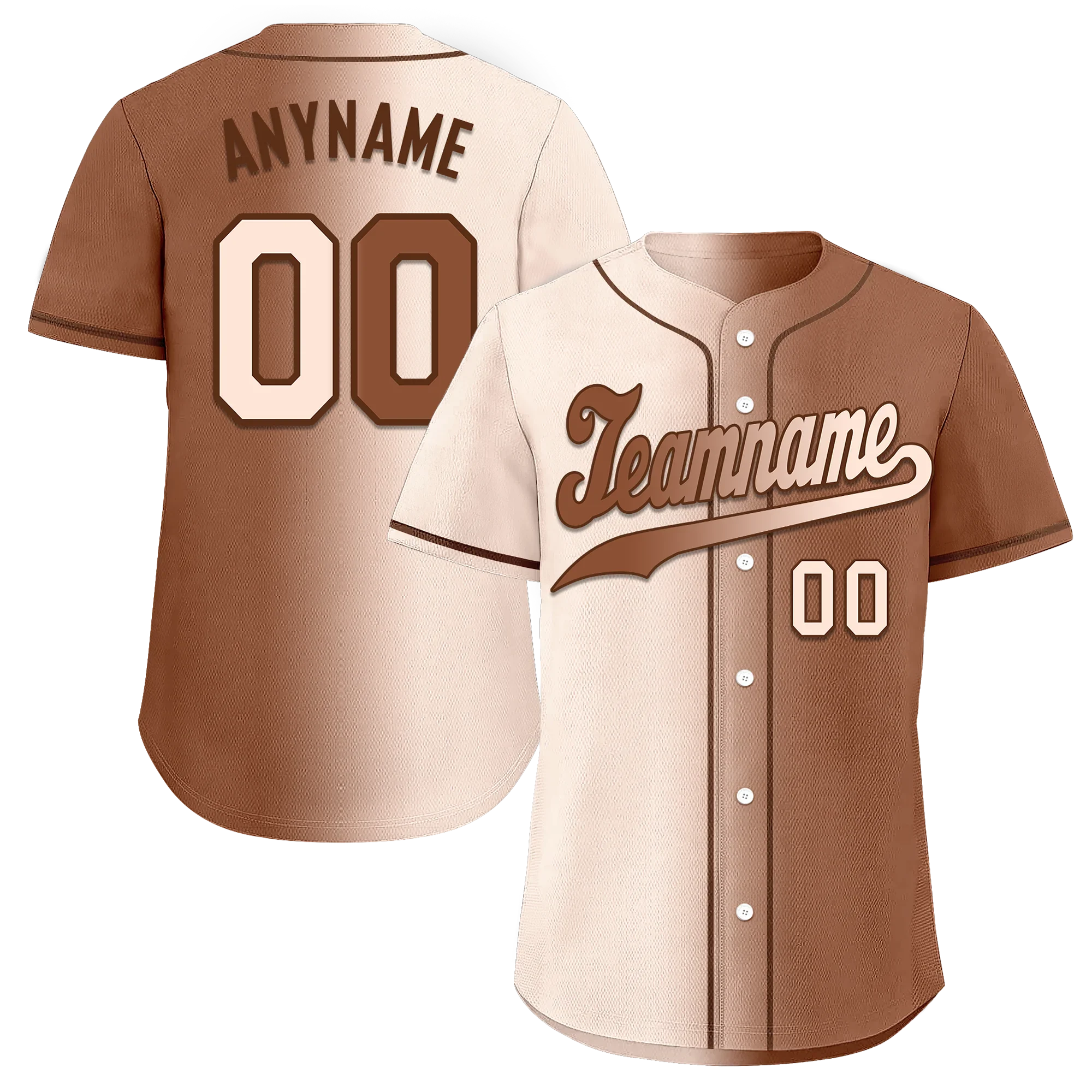Custom Beige Brown Gradient Fashion Personalized Authentic Baseball Jersey BSBJ01-D0a708e - Coolcustomize