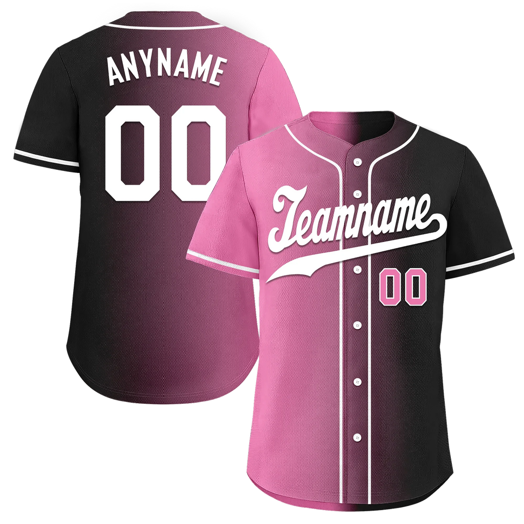 Custom Pink Black Gradient Fashion Personalized Authentic Baseball Jersey BSBJ01-D0a7099 - Coolcustomize