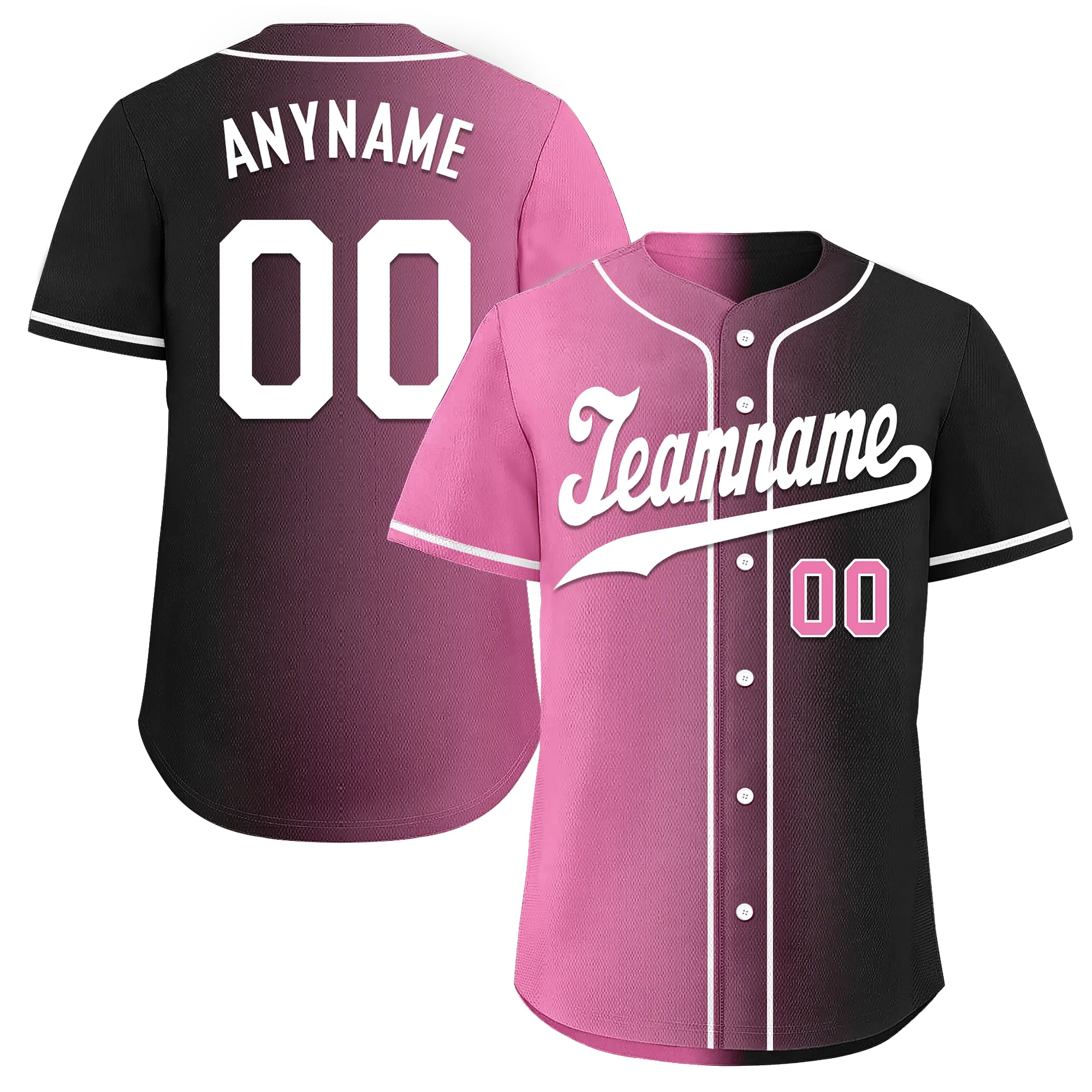 Custom Pink Black Gradient Fashion Personalized Authentic Baseball Jersey BSBJ01-D0a7099 - Coolcustomize