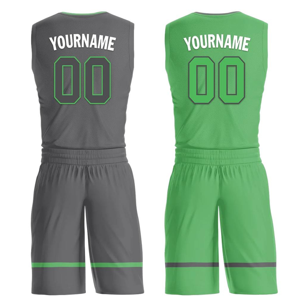 Custom Gray Green Classic Style Reversible Basketball Uniform Personalized Ordinary BBJR-D017046 - Coolcustomize