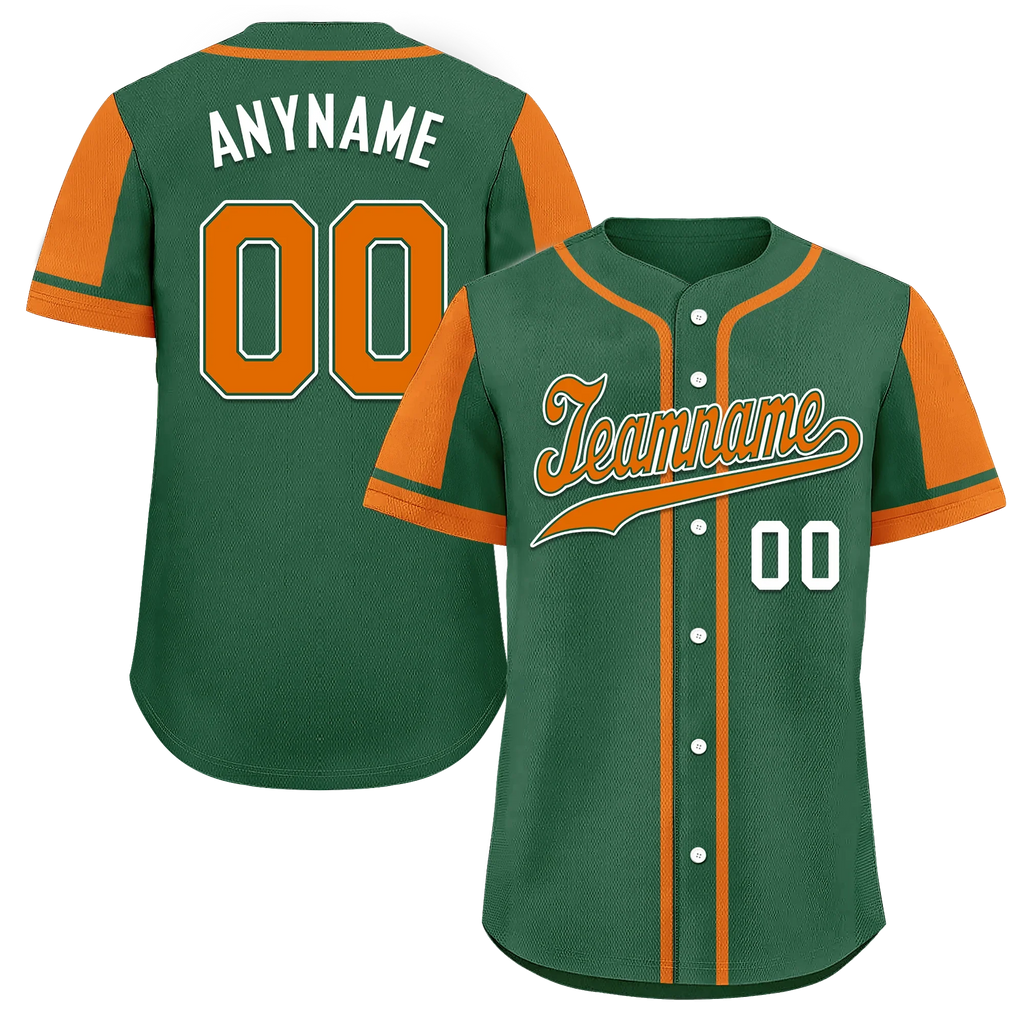 Custom Green Orange Raglan Sleeves Personalized Authentic Baseball Jersey BSBJ01-D017208 - Coolcustomize