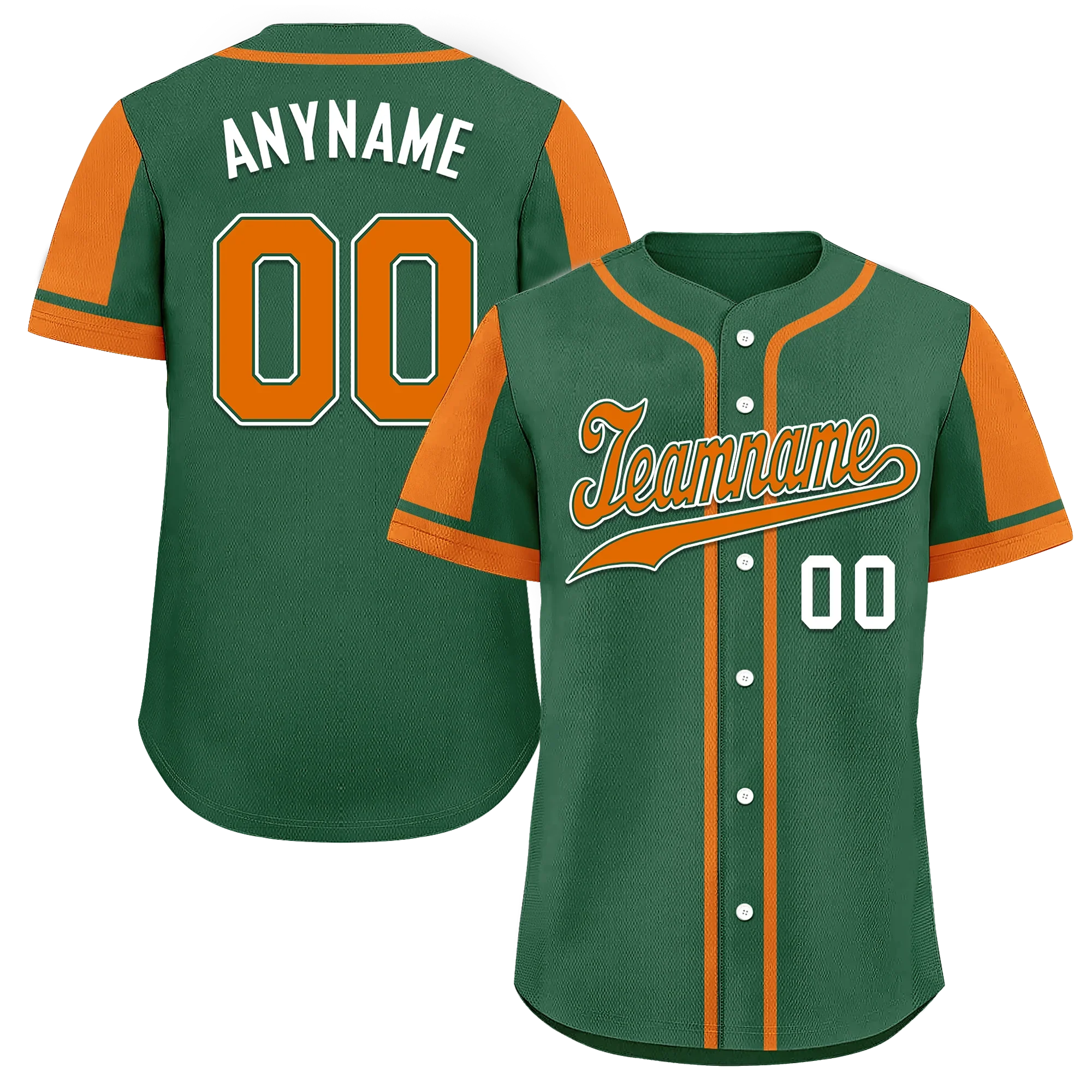 Custom Green Orange Raglan Sleeves Personalized Authentic Baseball Jersey BSBJ01-D017208 - Coolcustomize