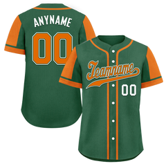 Custom Green Orange Raglan Sleeves Personalized Authentic Baseball Jersey BSBJ01-D017208