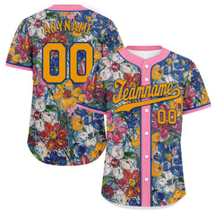 Custom Graffiti Pattern Abstract Floral Patterns Personalized Authentic Baseball Jersey BSBJ01-D020171-4