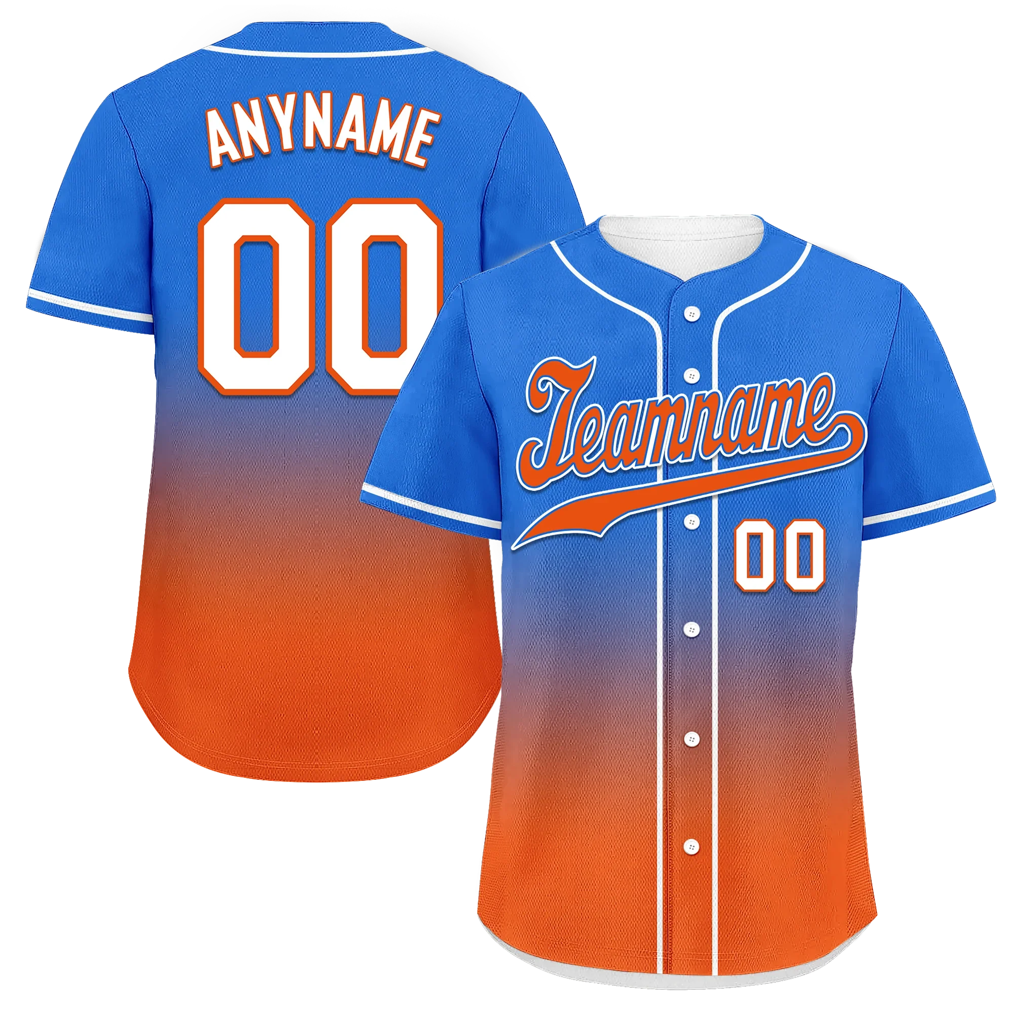 Custom Blue Orange Fade Fashion Personalized Authentic Baseball Jersey BSBJ01-D0a70b7 - Coolcustomize