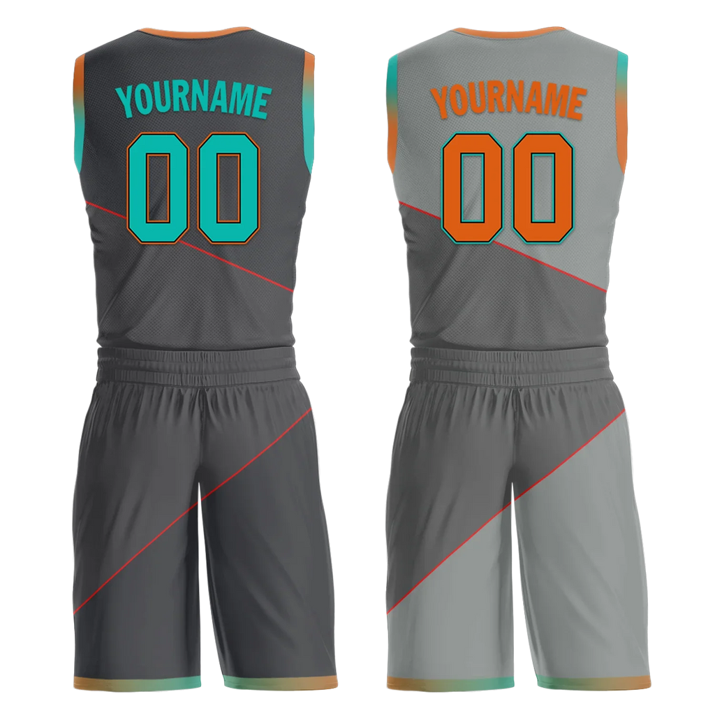 Custom Gray Classic Style Reversible Basketball Uniform Personalized COOLMAX BBJR-D017024 - Coolcustomize