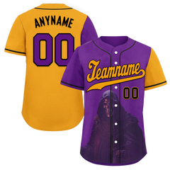 Custom Purple Yellow Skull Fashion Personalized Authentic Baseball Jersey BSBJ01-D017149