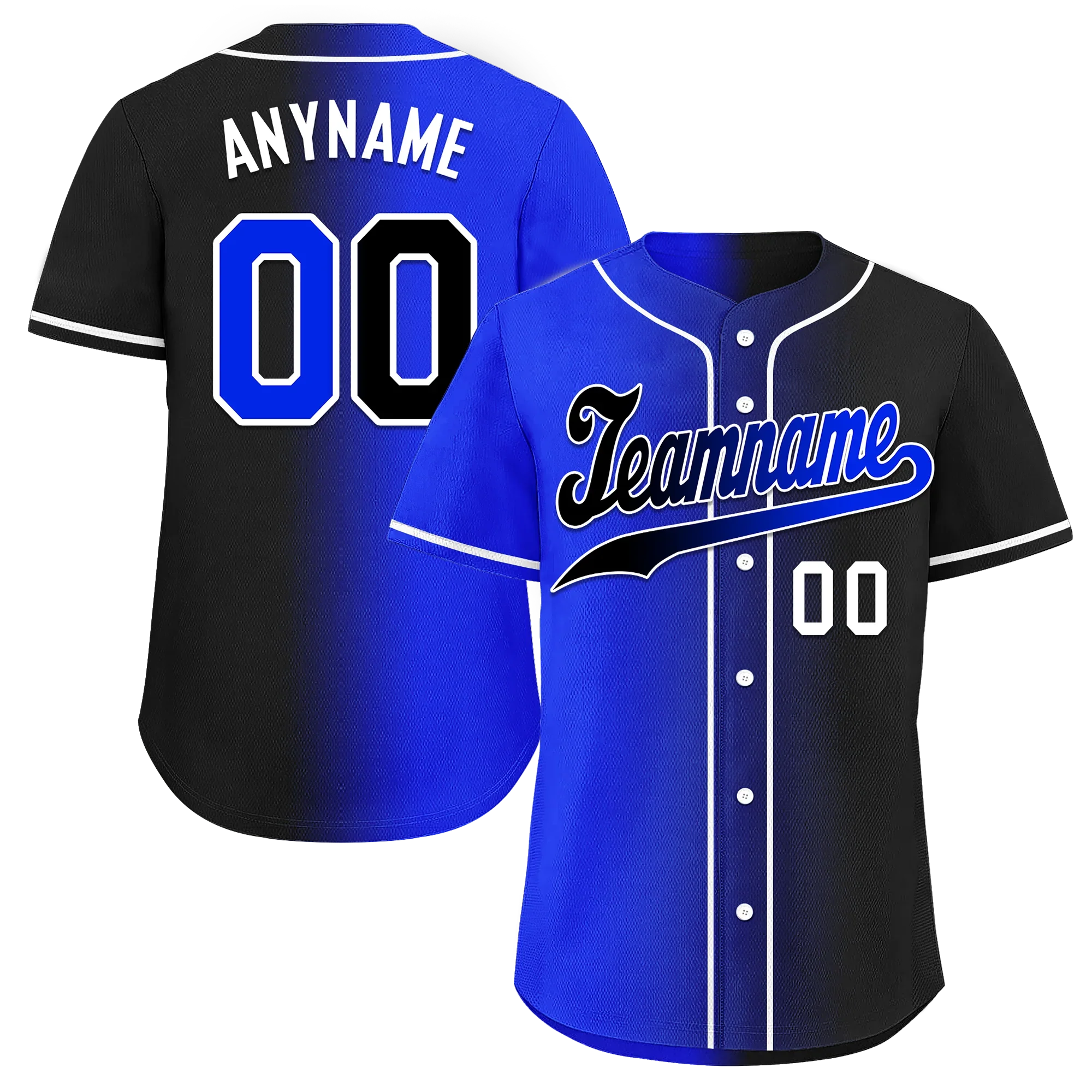 Custom Blue Black Gradient Fashion Personalized Authentic Baseball Jersey BSBJ01-D0a709e - Coolcustomize