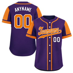 Custom Purple Orange Raglan Sleeves Personalized Authentic Baseball Jersey BSBJ01-D017184