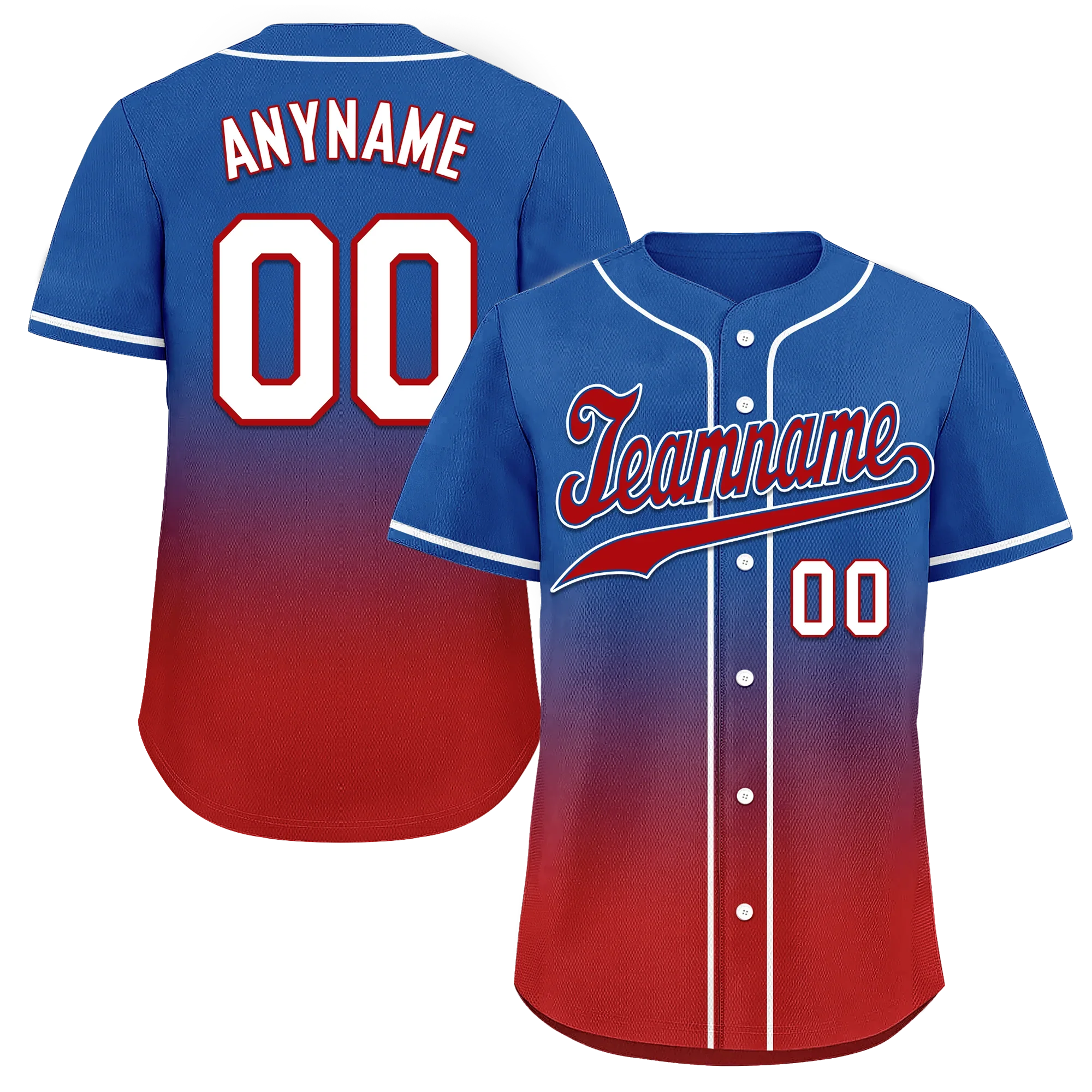 Custom Blue Red Fade Fashion Personalized Authentic Baseball Jersey BSBJ01-D0a70bd - Coolcustomize
