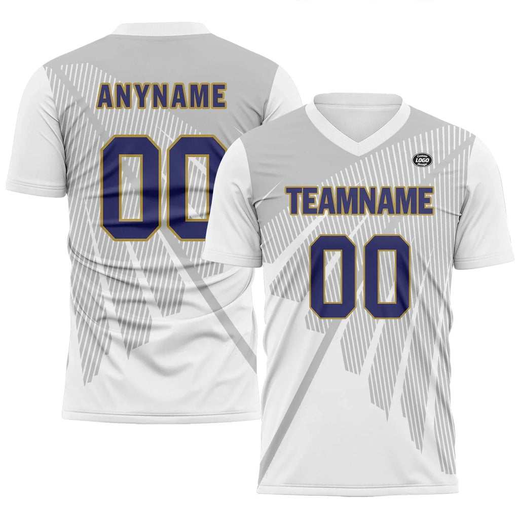 Custom Gray White Soccer Sets Jersey Personalized SCJ101-D28042 - Coolcustomize