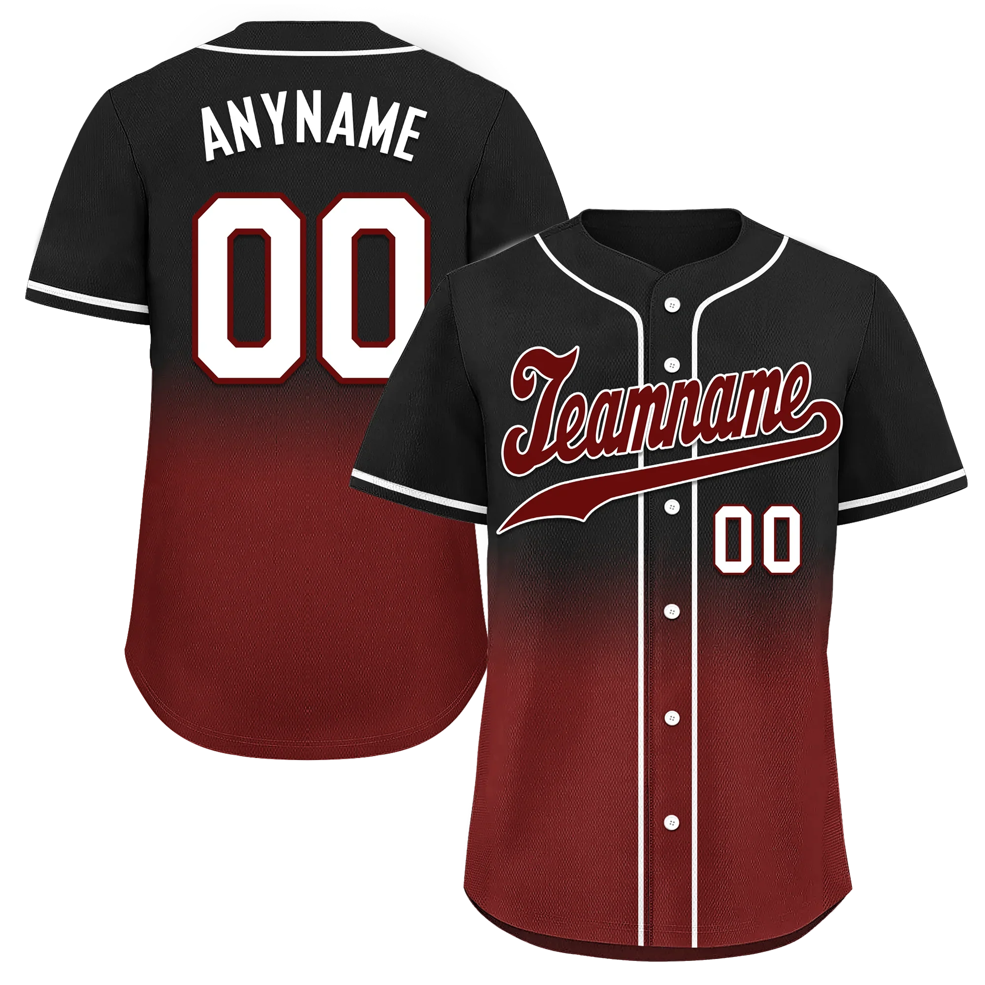 Custom Black Red Fade Fashion Personalized Authentic Baseball Jersey BSBJ01-D0a70f0 - Coolcustomize