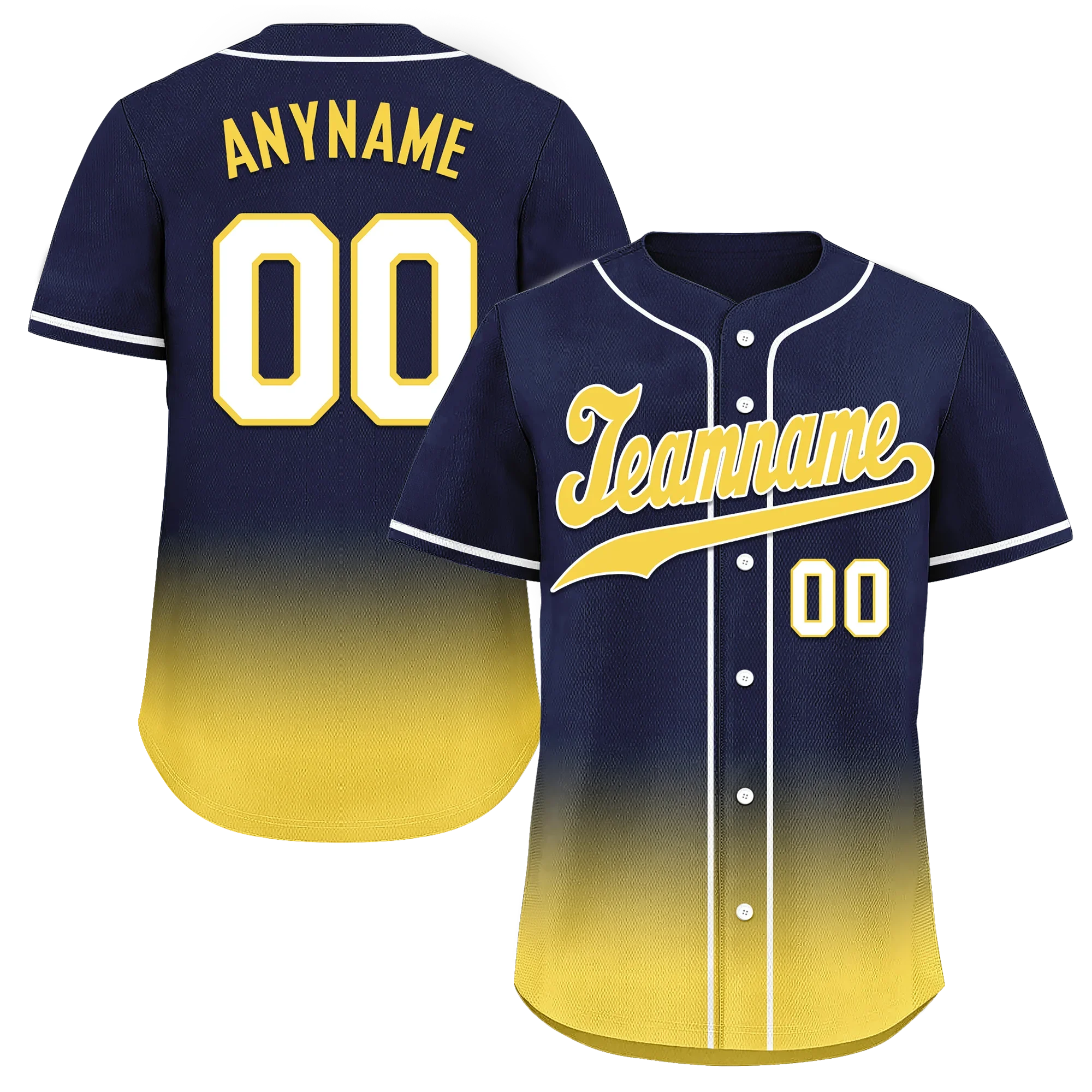 Custom Blue Yellow Fade Fashion Personalized Authentic Baseball Jersey BSBJ01-D0a70e9 - Coolcustomize