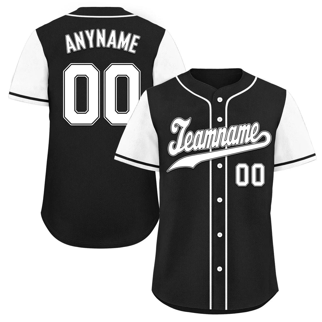 Custom Black White Raglan Sleeves Personalized Authentic Baseball Jersey BSBJ01-D020200-20 - Coolcustomize