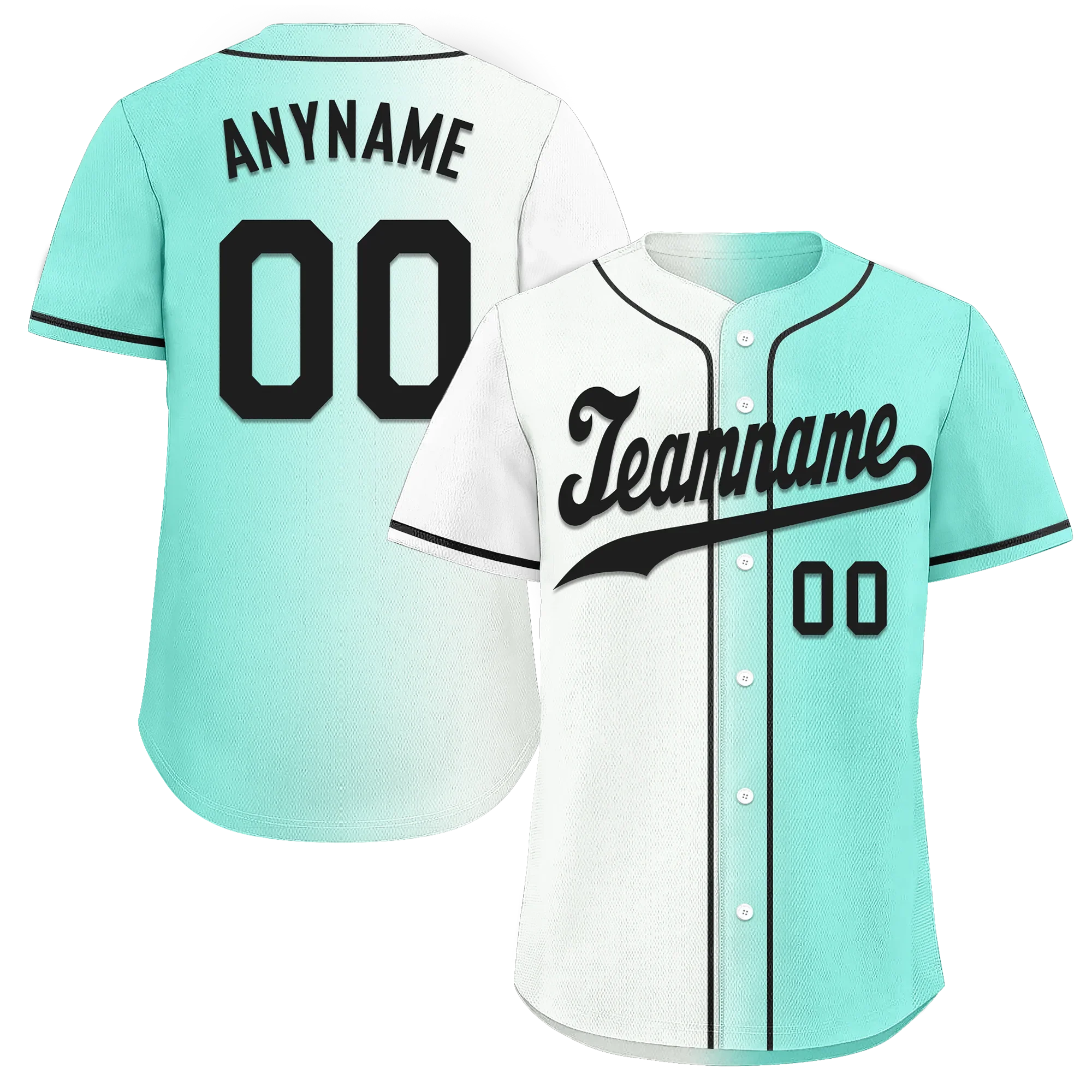 Custom White Green Gradient Fashion Personalized Authentic Baseball Jersey BSBJ01-D0a7aa7 - Coolcustomize