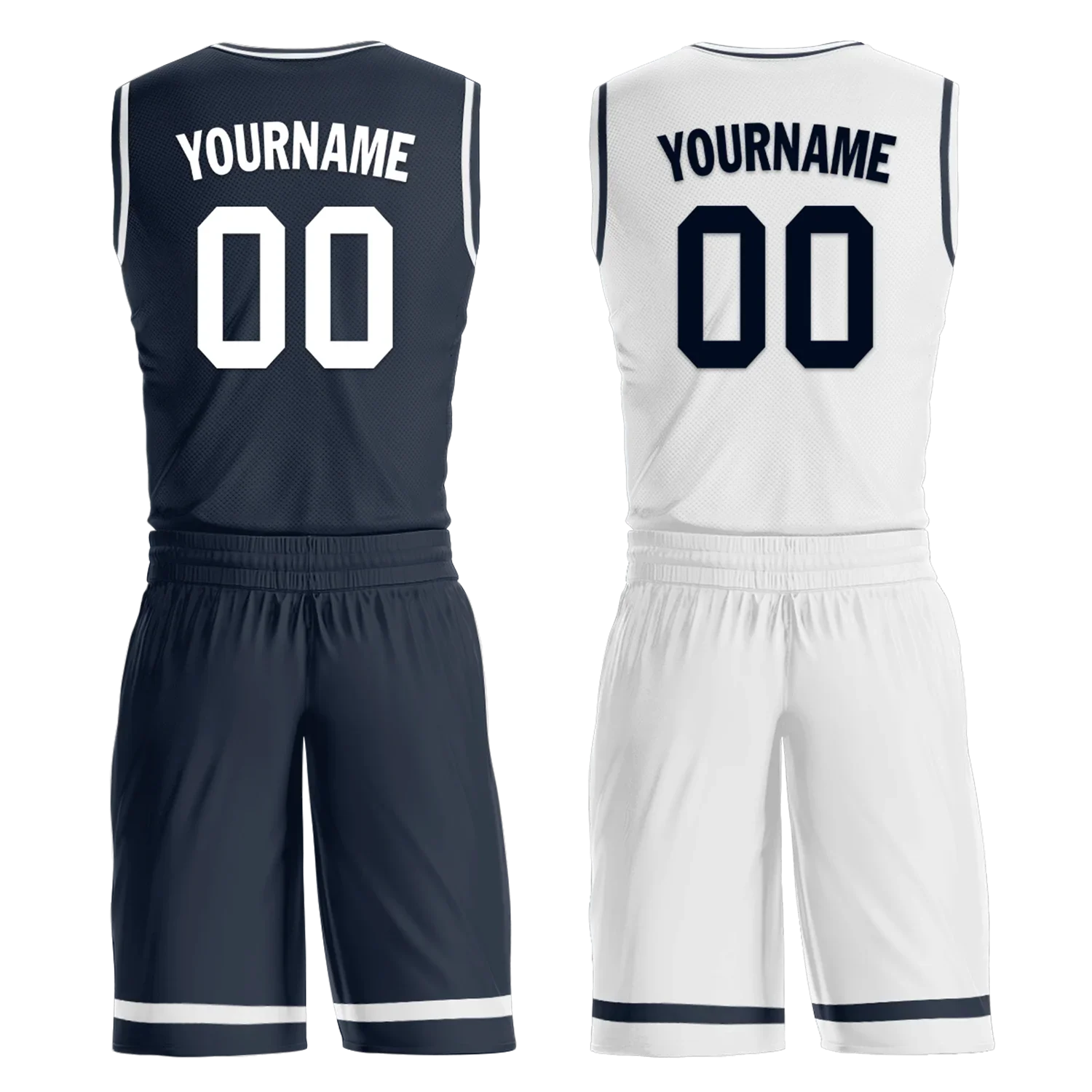 Custom Blue White Classic Style Reversible Basketball Uniform Personalized COOLMAX BBJR-D017056 - Coolcustomize