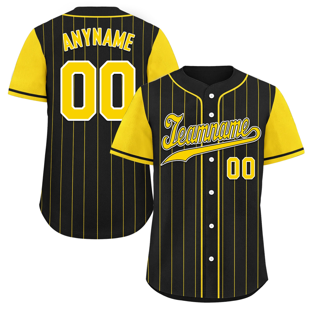 Custom Black Gold Stripe Fashion Personalized Authentic Baseball Jersey BSBJ01-D017217 - Coolcustomize