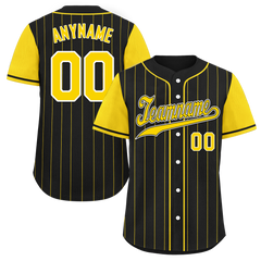 Custom Black Gold Stripe Fashion Personalized Authentic Baseball Jersey BSBJ01-D017217