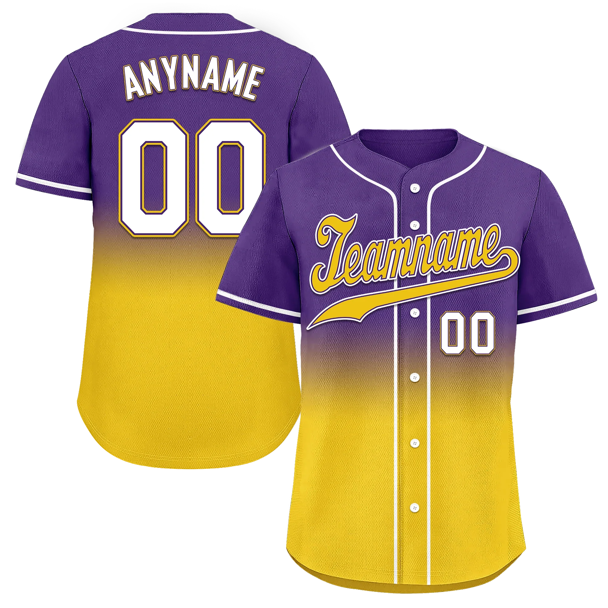 Custom Purple Yellow Fade Fashion Personalized Authentic Baseball Jersey BSBJ01-D0a70cb - Coolcustomize