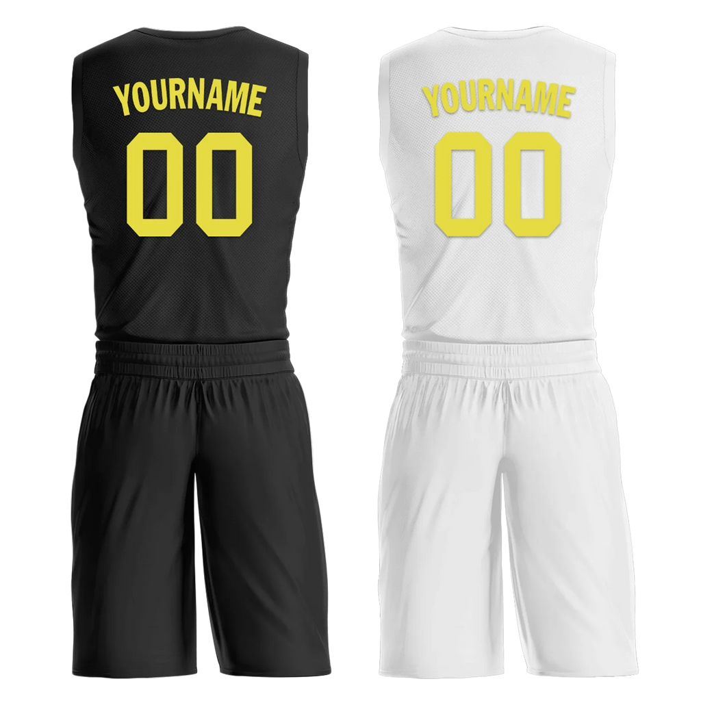 Custom Black White Classic Style Reversible Basketball Uniform Personalized COOLMAX BBJR-D017048 - Coolcustomize