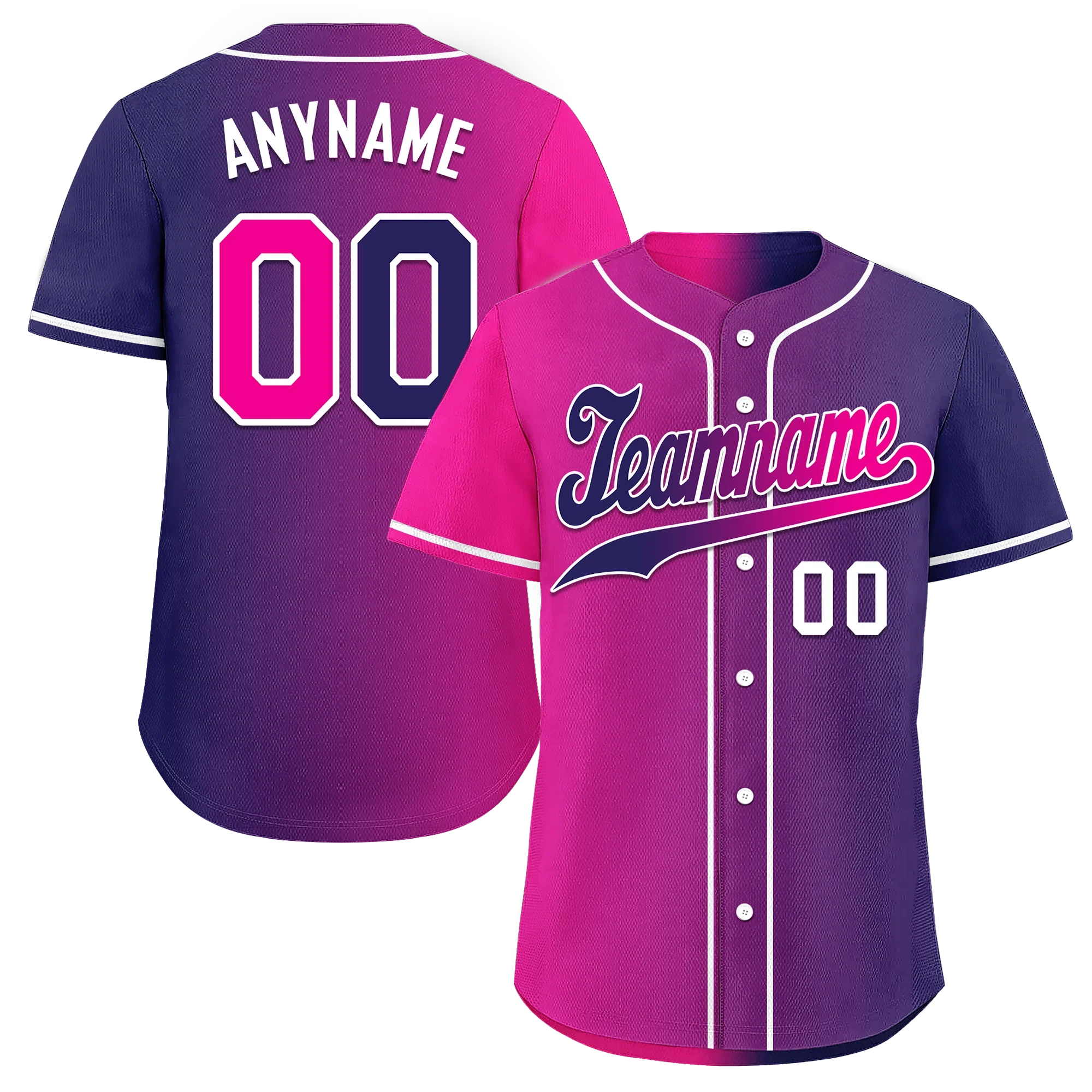Custom Pink Blue Gradient Fashion Personalized Authentic Baseball Jersey BSBJ01-D0a7aab - Coolcustomize