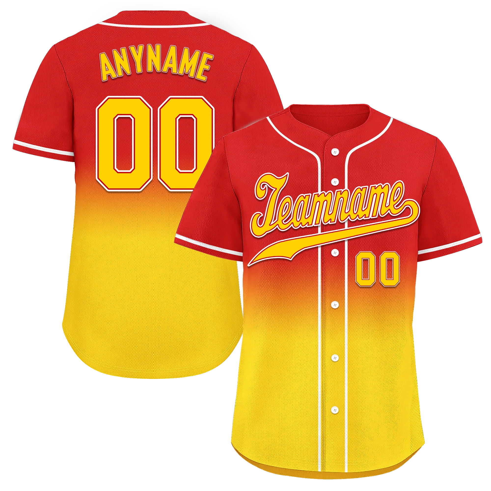 Custom Red Yellow Fade Fashion Personalized Authentic Baseball Jersey BSBJ01-D0a70d7 - Coolcustomize
