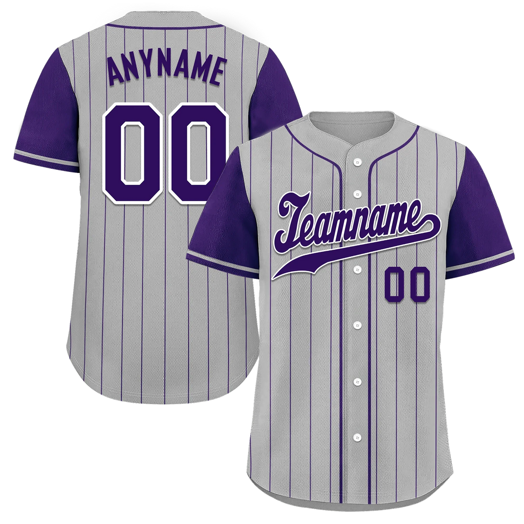 Custom Gray Purple Stripe Fashion Personalized Authentic Baseball Jersey BSBJ01-D017253 - Coolcustomize