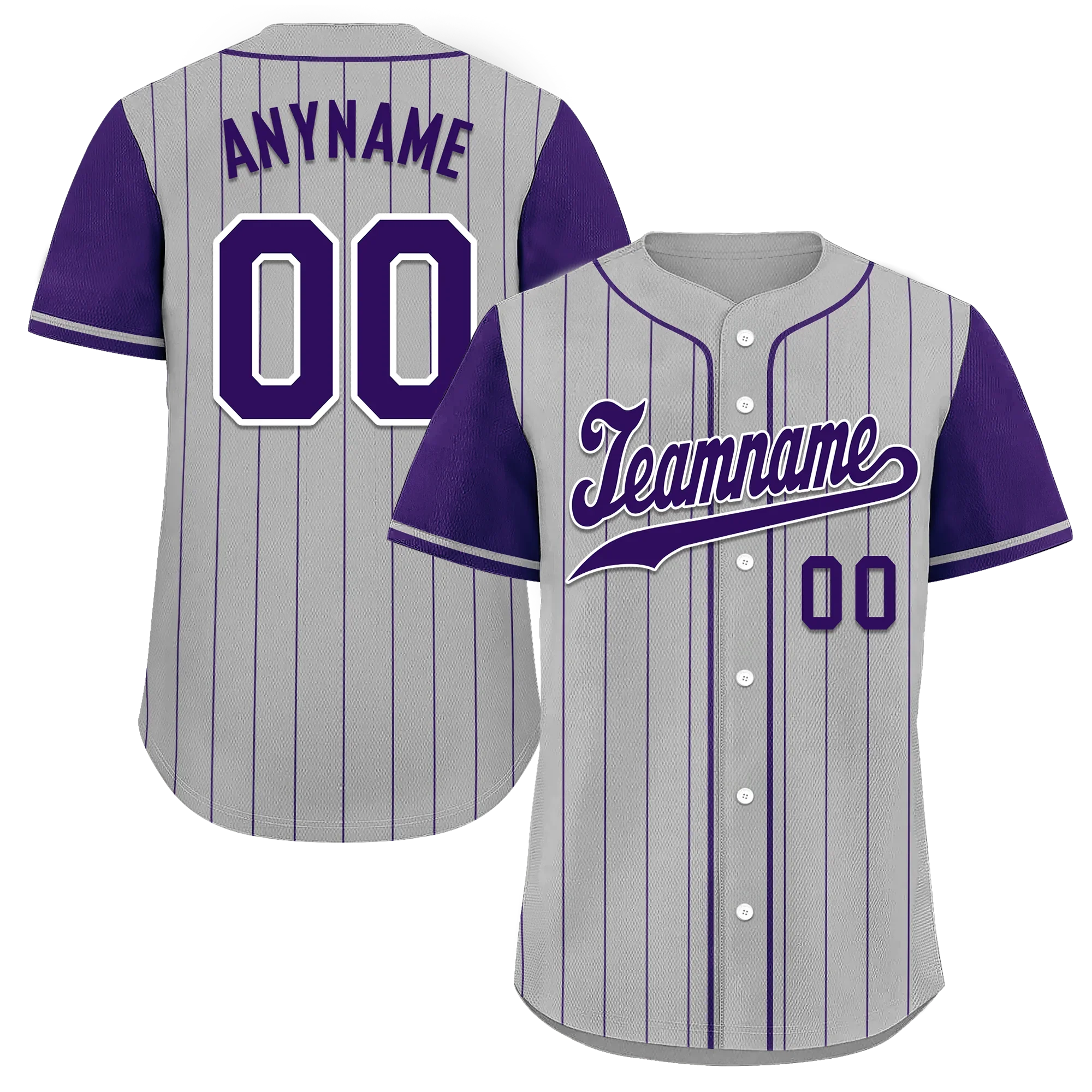 Custom Gray Purple Stripe Fashion Personalized Authentic Baseball Jersey BSBJ01-D017253 - Coolcustomize