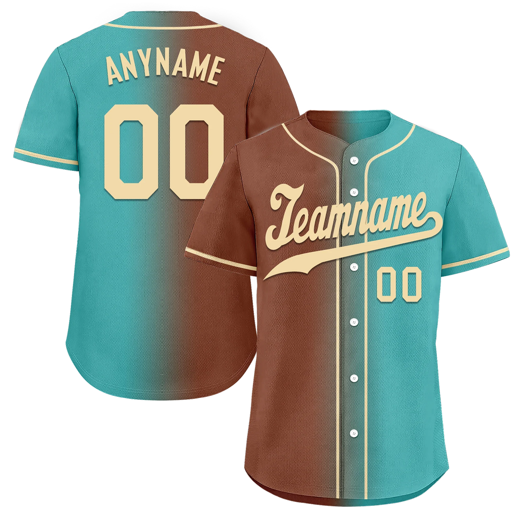 Custom Brown Cyan Gradient Fashion Personalized Authentic Baseball Jersey BSBJ01-D0a7088 - Coolcustomize