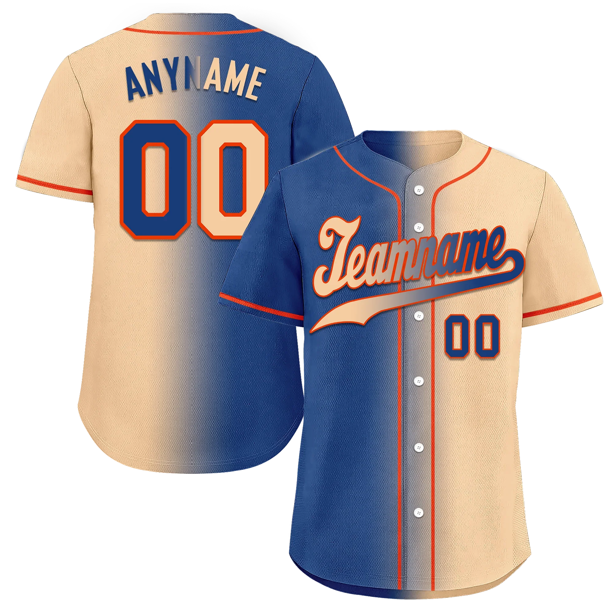 Custom Blue Beige Gradient Fashion Personalized Authentic Baseball Jersey BSBJ01-D0a7077 - Coolcustomize