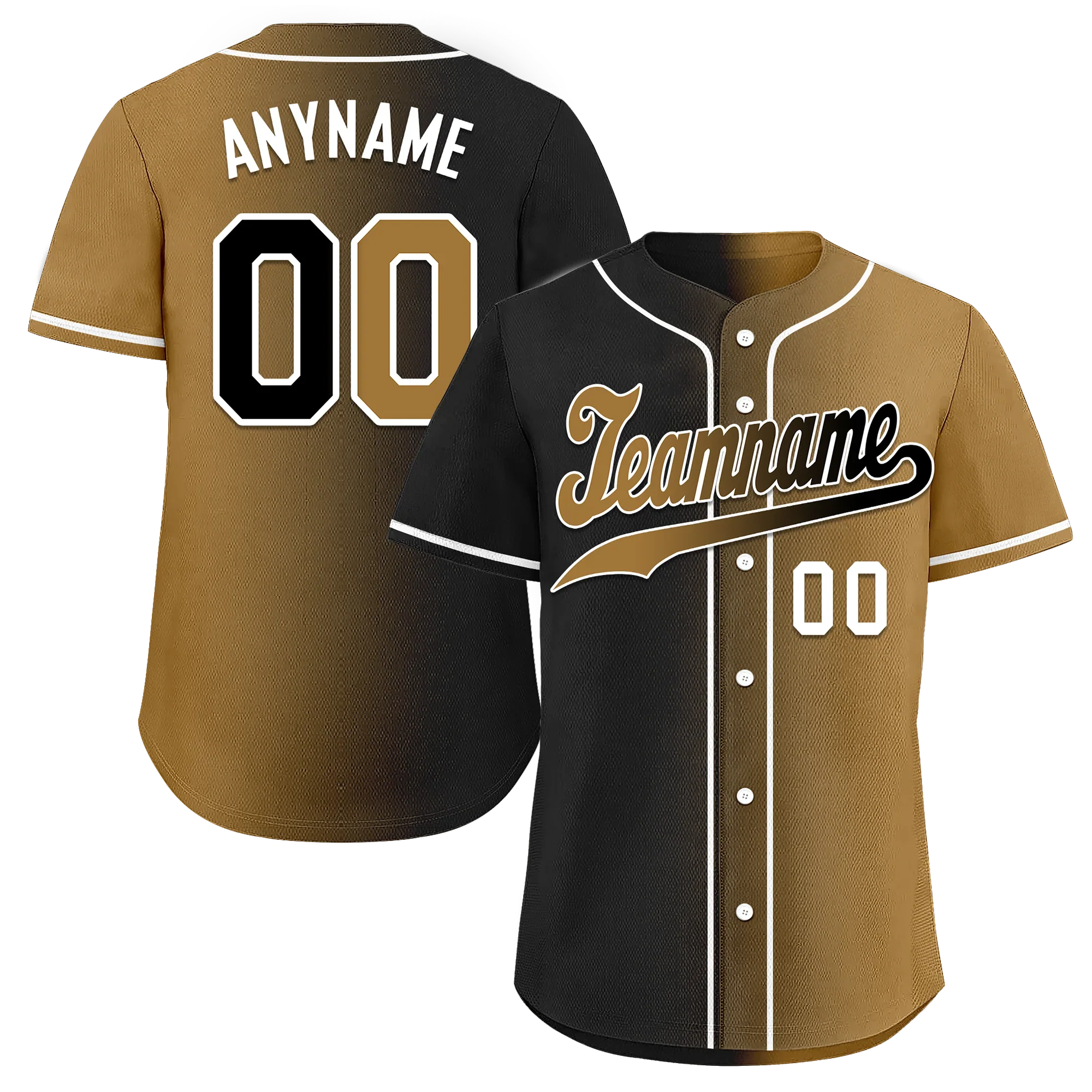 Custom Black Gold Gradient Fashion Personalized Authentic Baseball Jersey BSBJ01-D0a7a0d - Coolcustomize