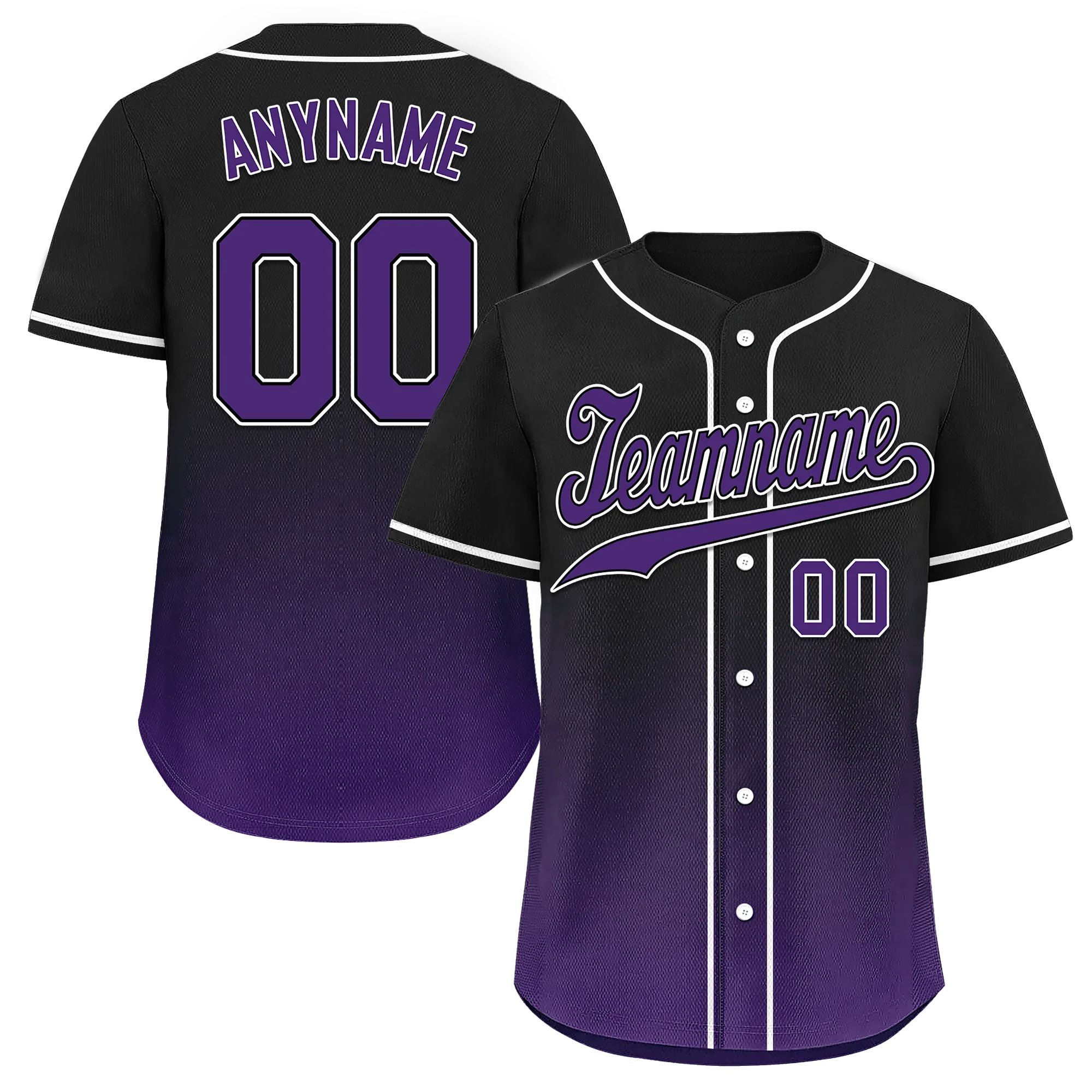 Custom Black Purple Fade Fashion Personalized Authentic Baseball Jersey BSBJ01-D0a70d0 - Coolcustomize