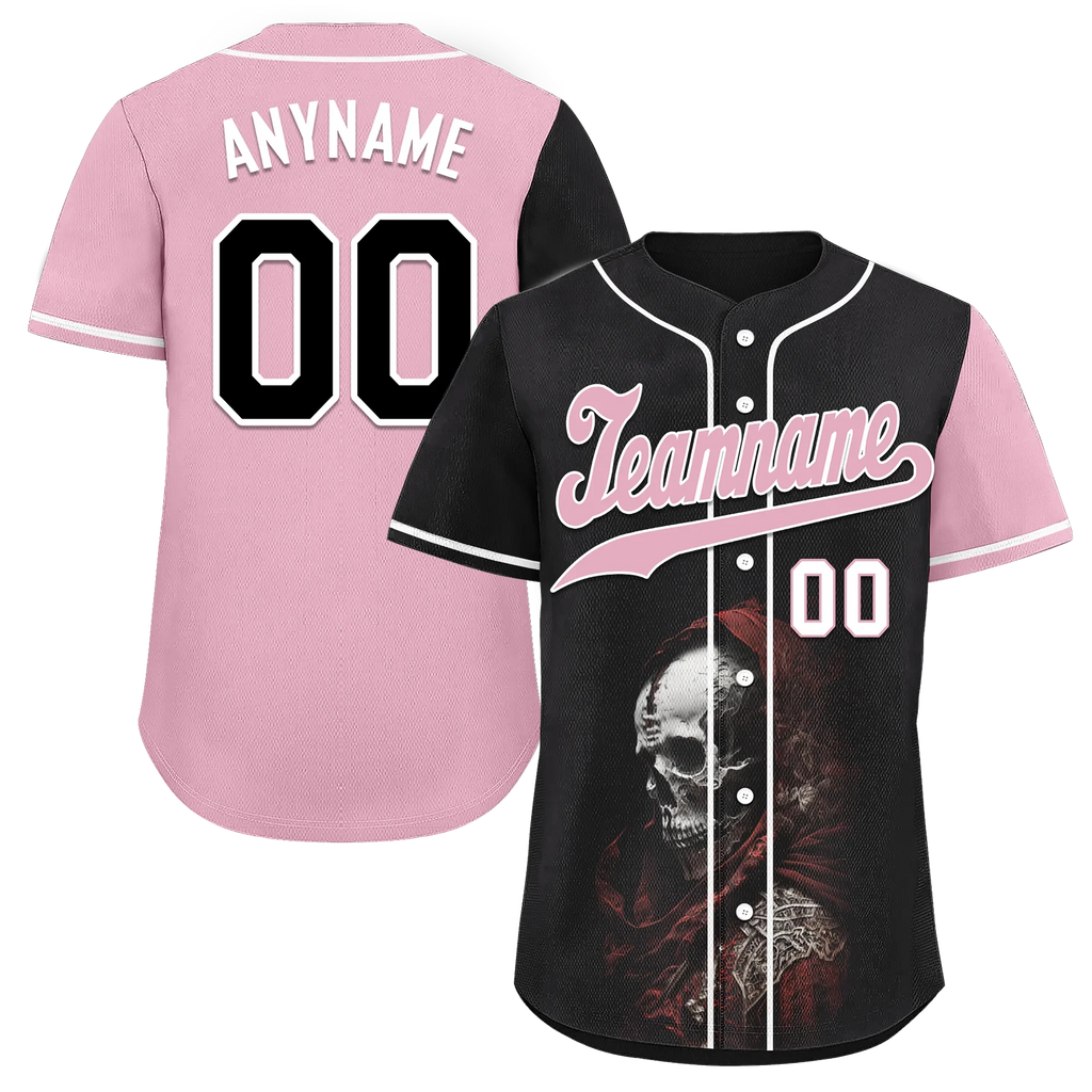 Custom Black Red Skull Fashion Personalized Authentic Baseball Jersey BSBJ01-D017148 - Coolcustomize