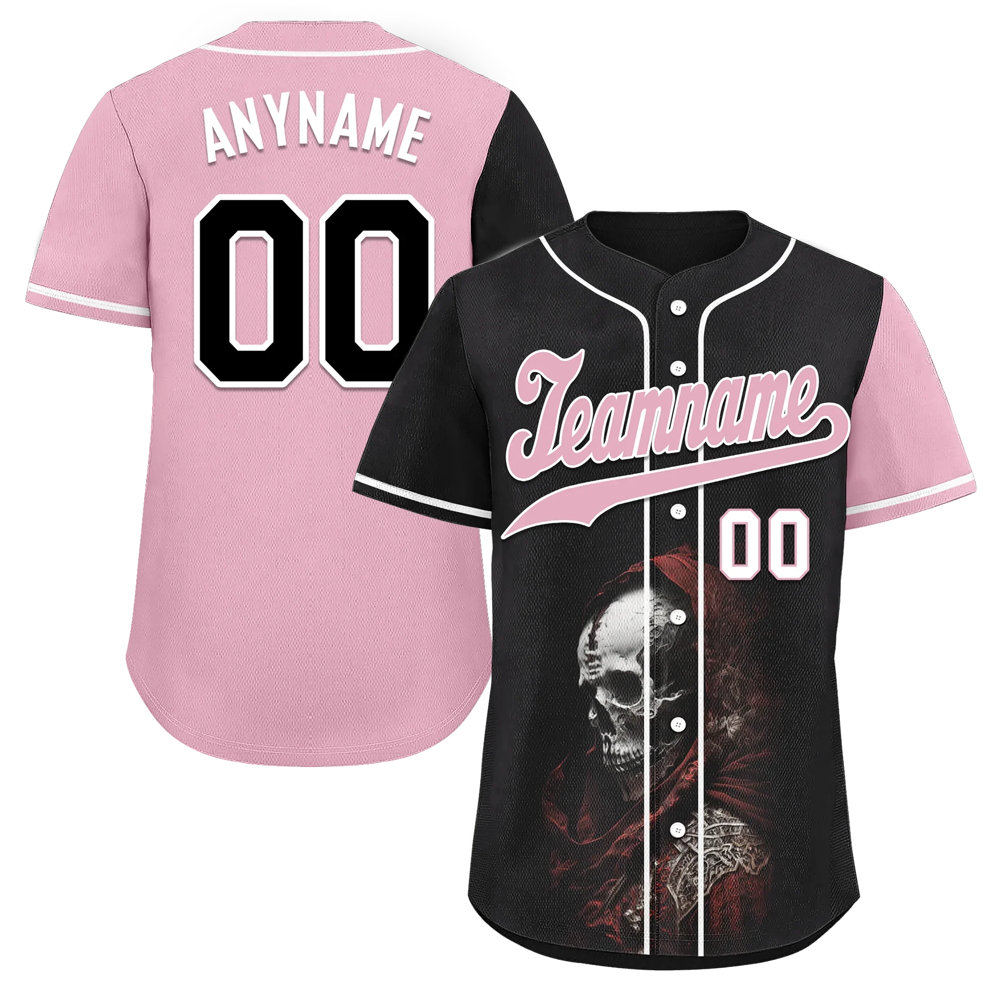 Custom Black Red Skull Fashion Personalized Authentic Baseball Jersey BSBJ01-D017148 - Coolcustomize