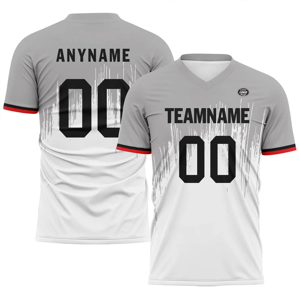 Custom Gray White Soccer Sets Jersey Personalized SCJ101-D28027 - Coolcustomize