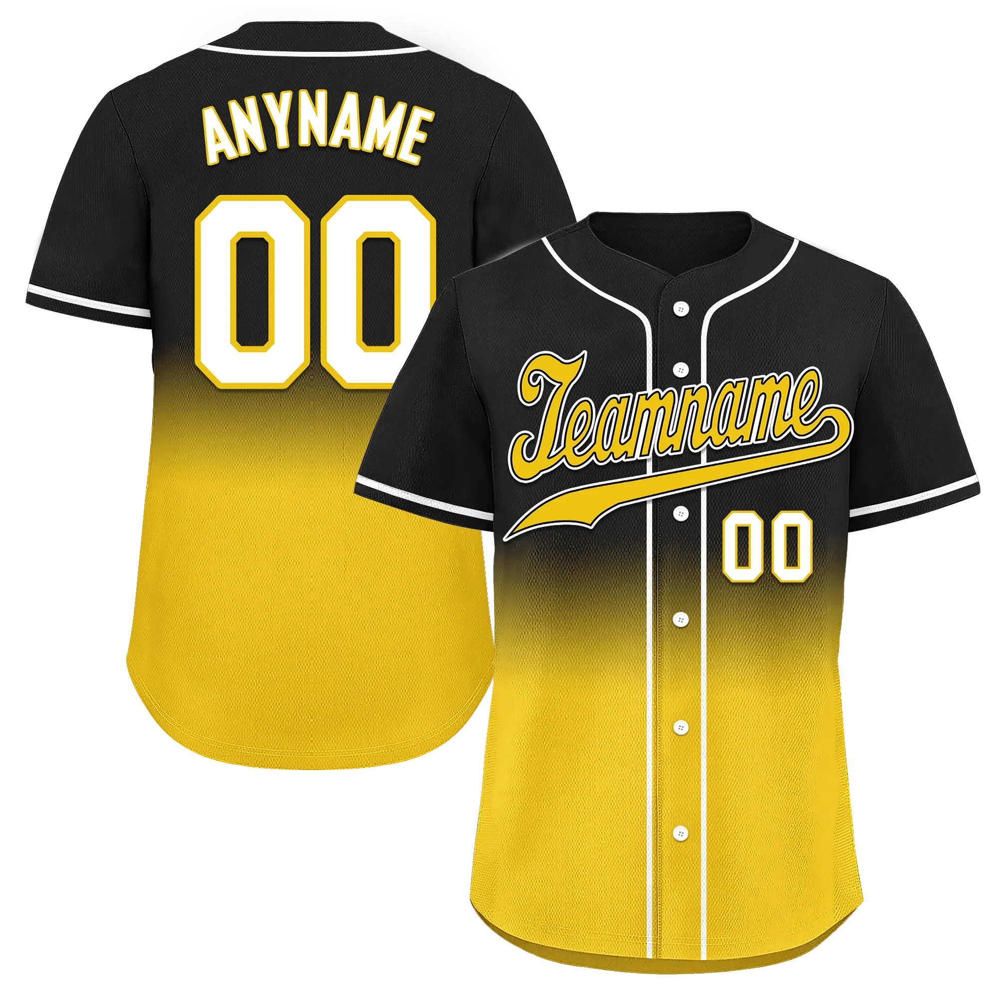 Custom Black Yellow Fade Fashion Personalized Authentic Baseball Jersey BSBJ01-D0a70cc - Coolcustomize