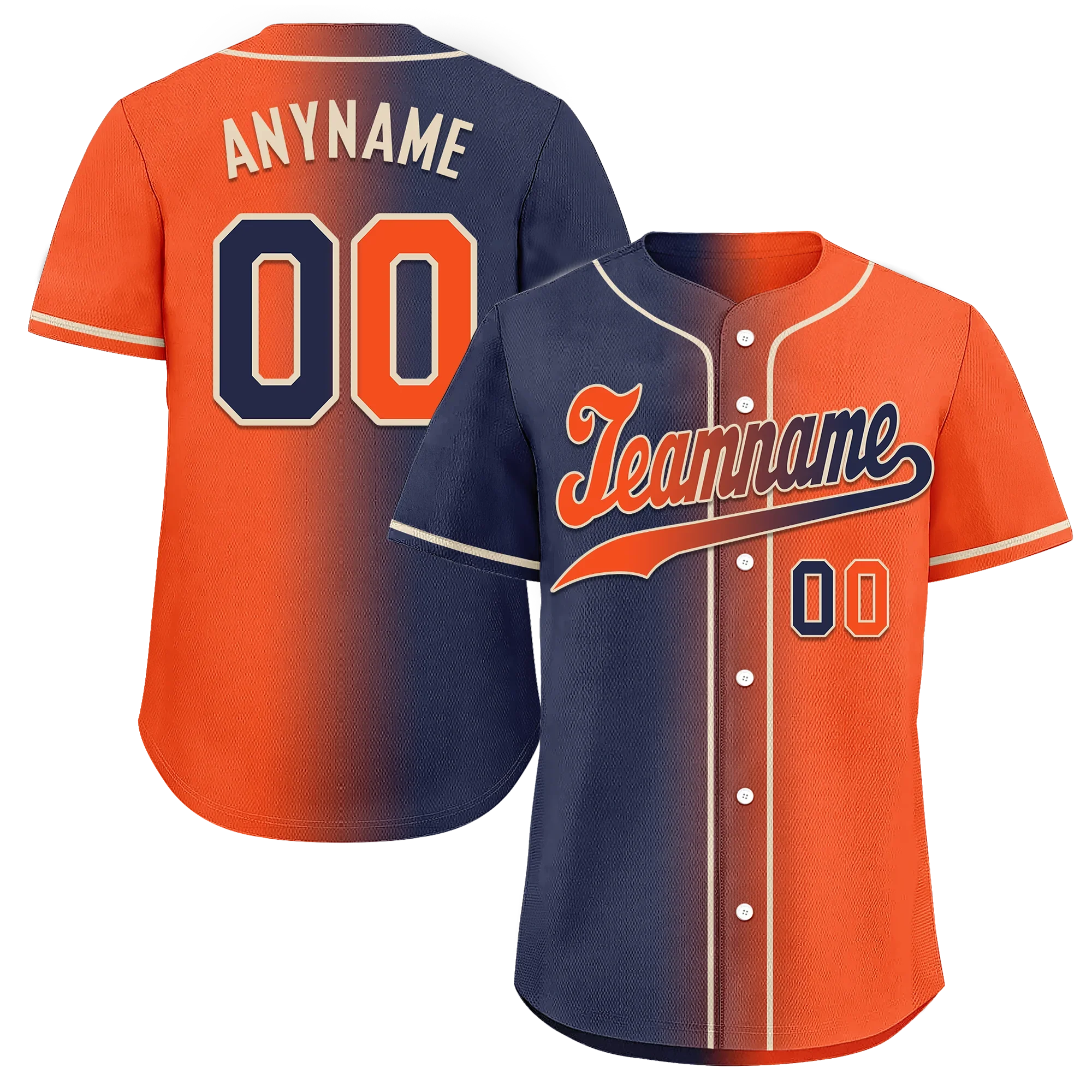 Custom Blue Orange Gradient Fashion Personalized Authentic Baseball Jersey BSBJ01-D0a7089 - Coolcustomize