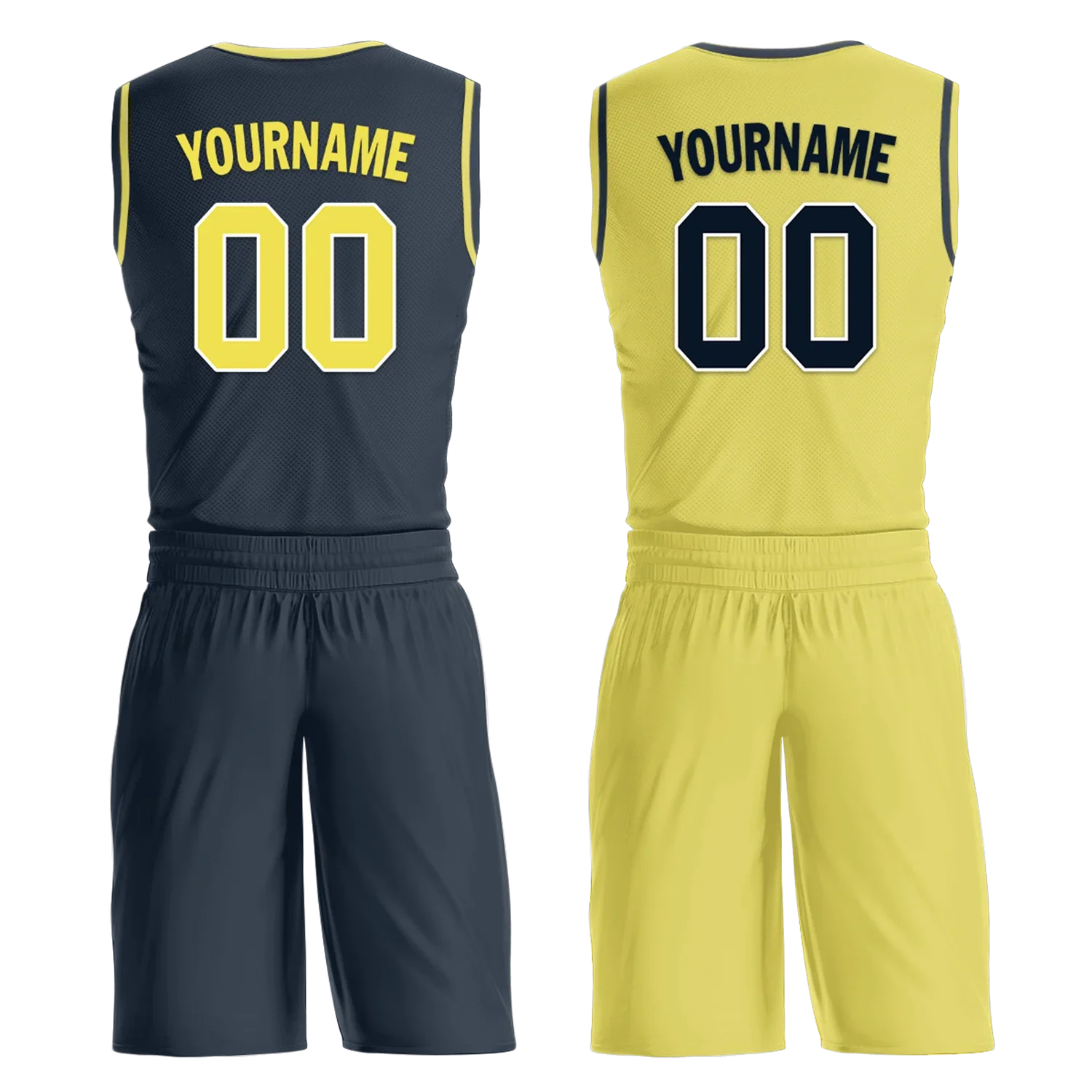 Custom Blue Yellow Classic Style Reversible Basketball Uniform Personalized Ordinary BBJR-D017059 - Coolcustomize