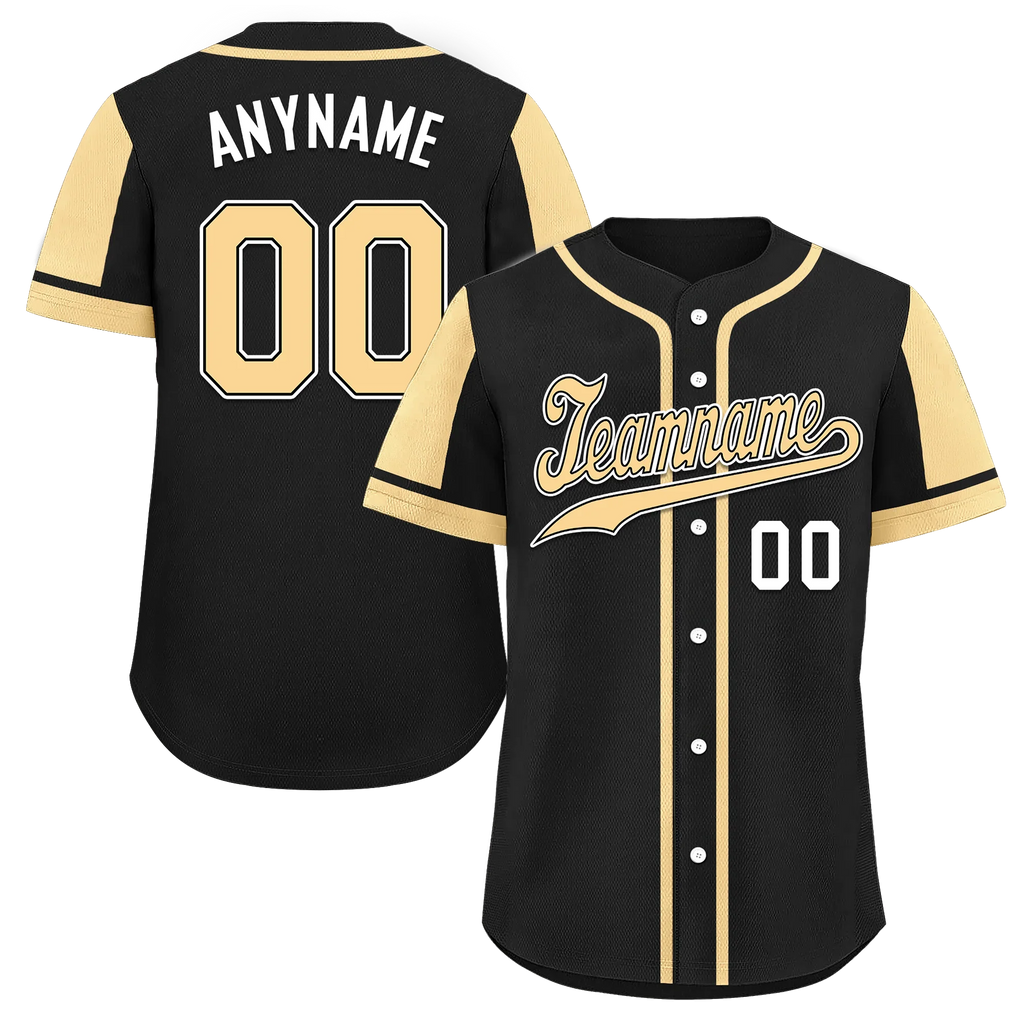 Custom Black Yellow Raglan Sleeves Personalized Authentic Baseball Jersey BSBJ01-D017196 - Coolcustomize