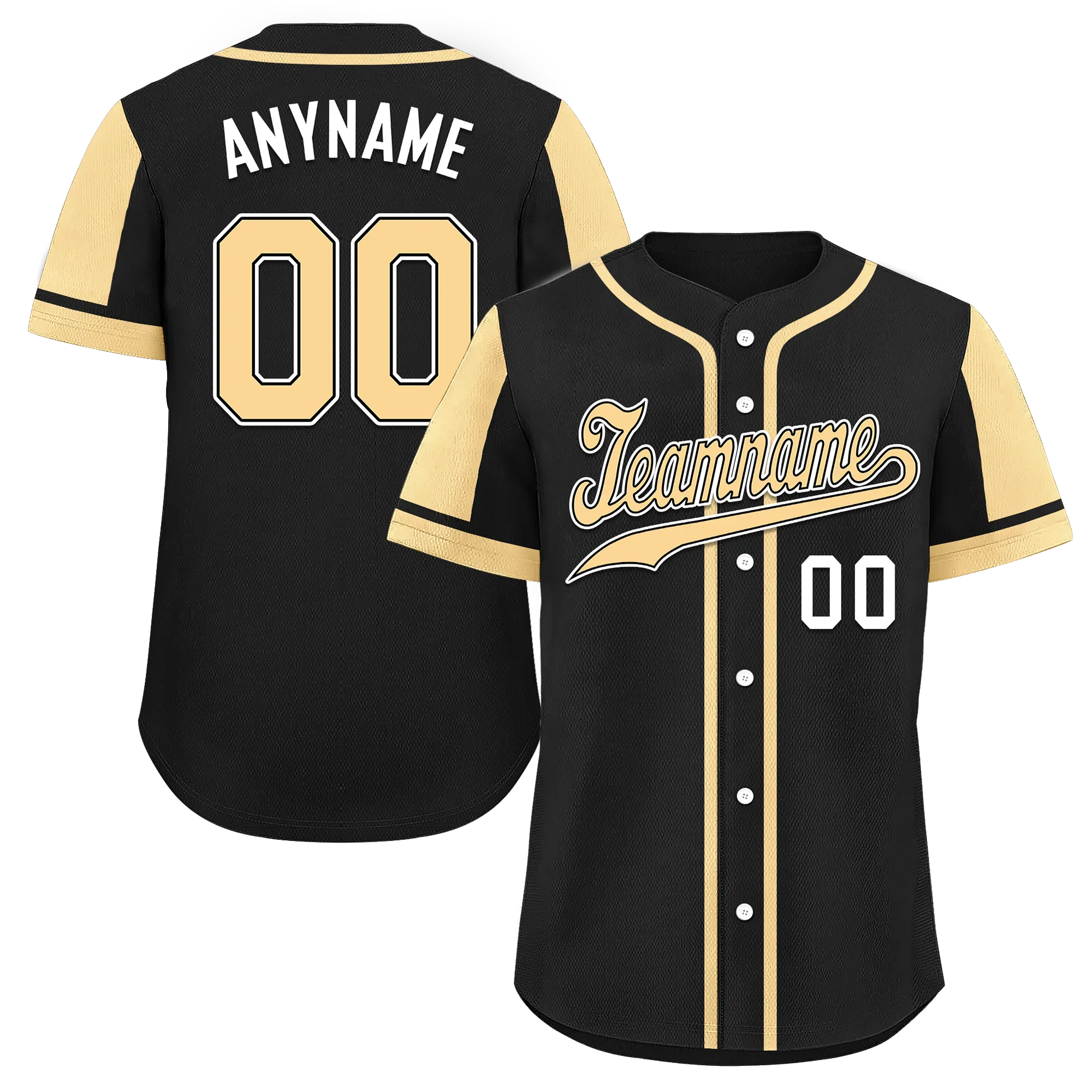 Custom Black Yellow Raglan Sleeves Personalized Authentic Baseball Jersey BSBJ01-D017196 - Coolcustomize