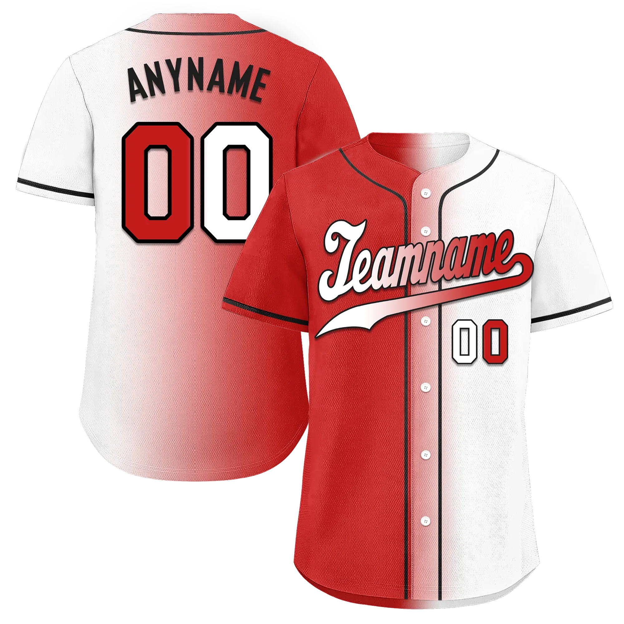 Custom Red White Gradient Fashion Personalized Authentic Baseball Jersey BSBJ01-D0a7aa9 - Coolcustomize