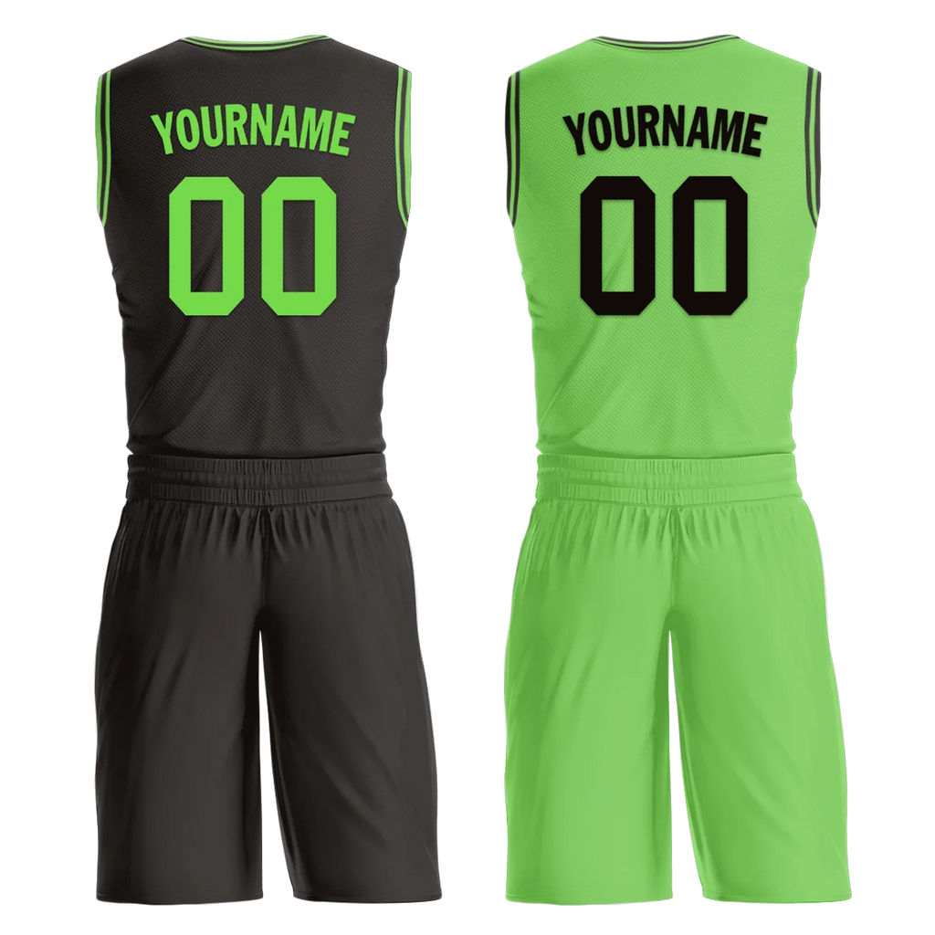 Custom Black Green Classic Style Reversible Basketball Uniform Personalized COOLMAX BBJR-D017049 - Coolcustomize