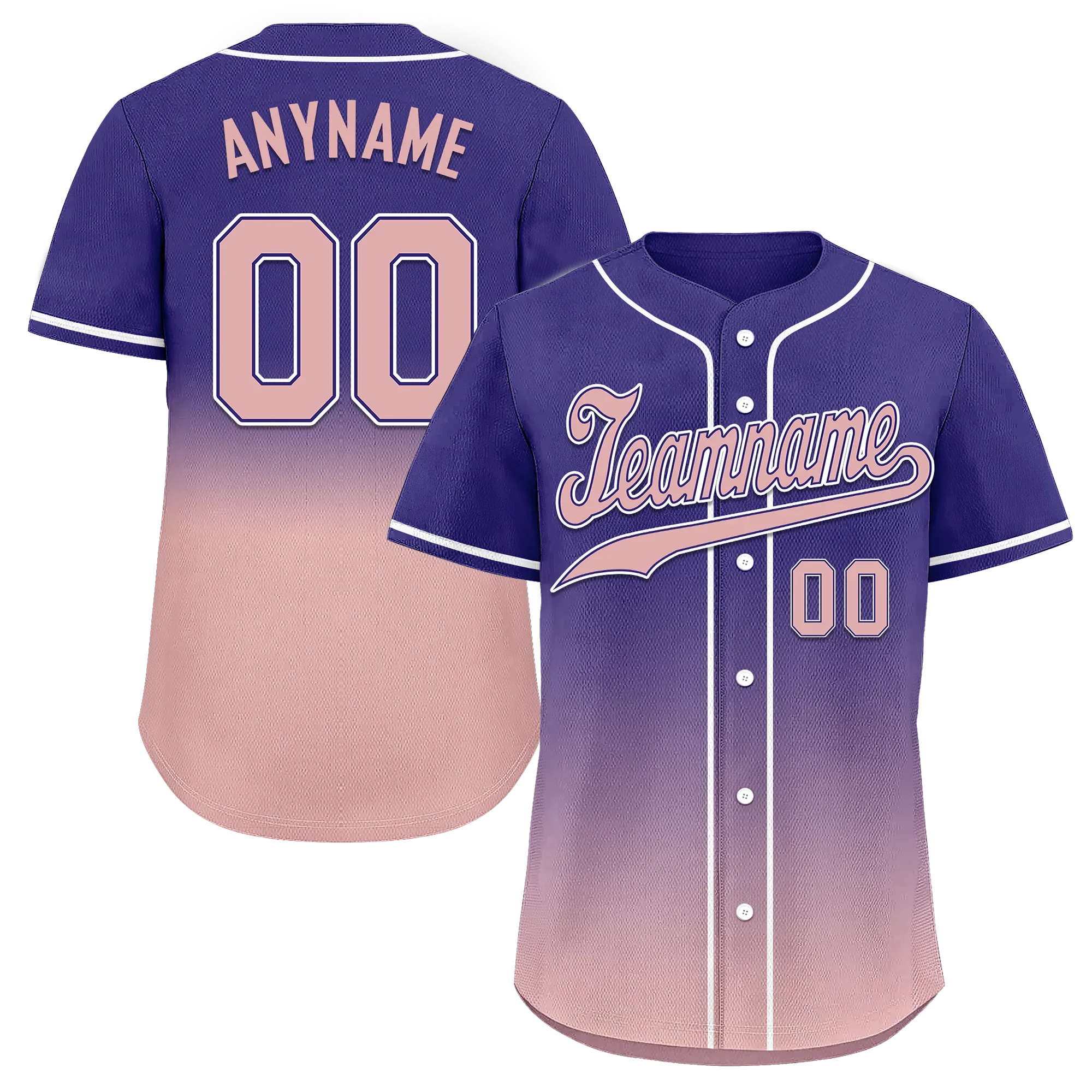 Custom Purple Pink Fade Fashion Personalized Authentic Baseball Jersey BSBJ01-D0a7070 - Coolcustomize